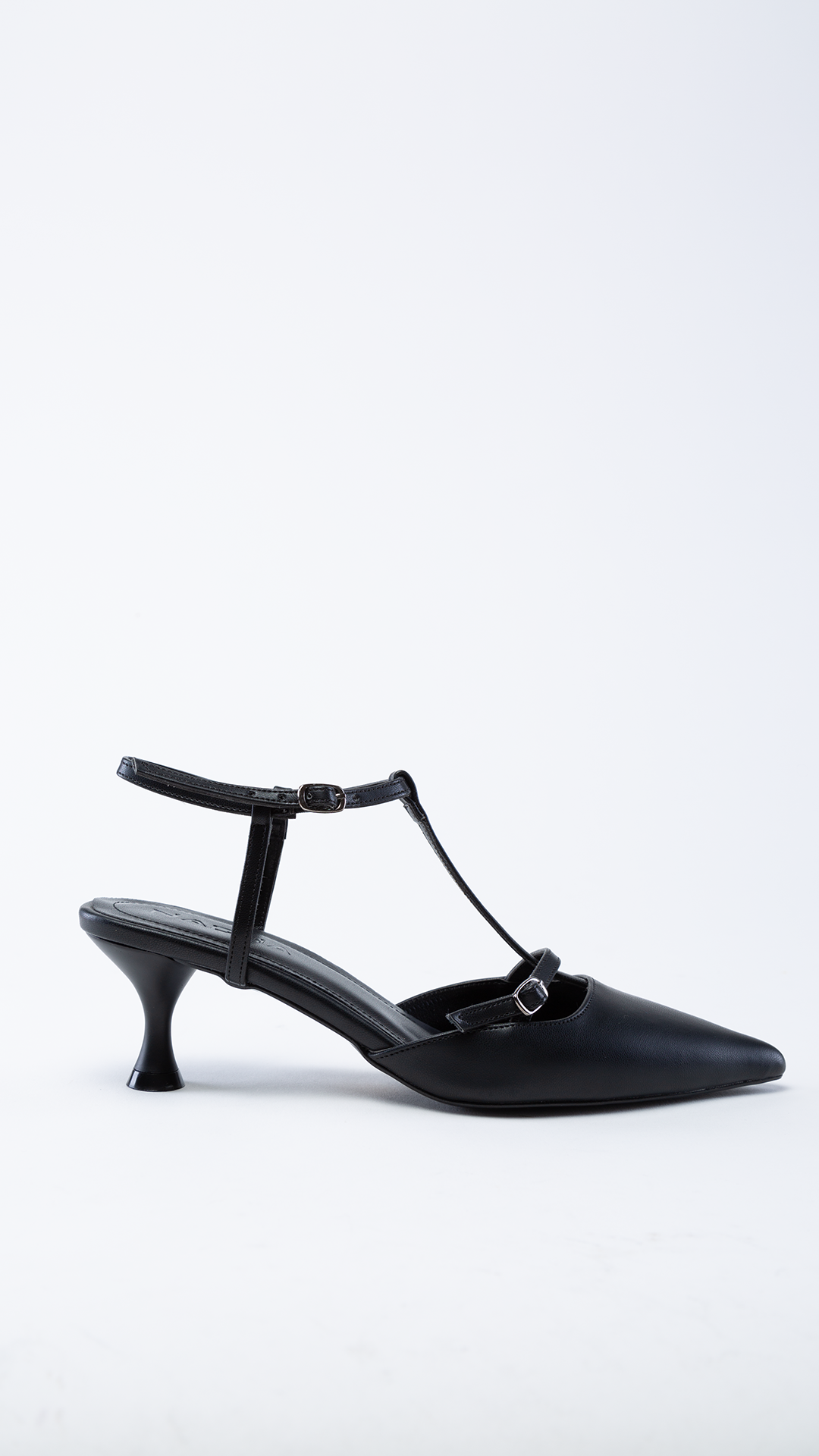 Drew Siyah Bilekten Bağlamalı Arkası Açık Topuklu Ayakkabı