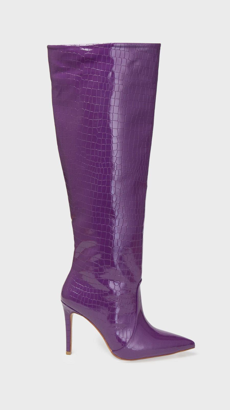 FİLİZ ÖZÇEVİREN X NACHA YÜKSEK TOPUKLU MOR ÇİZME