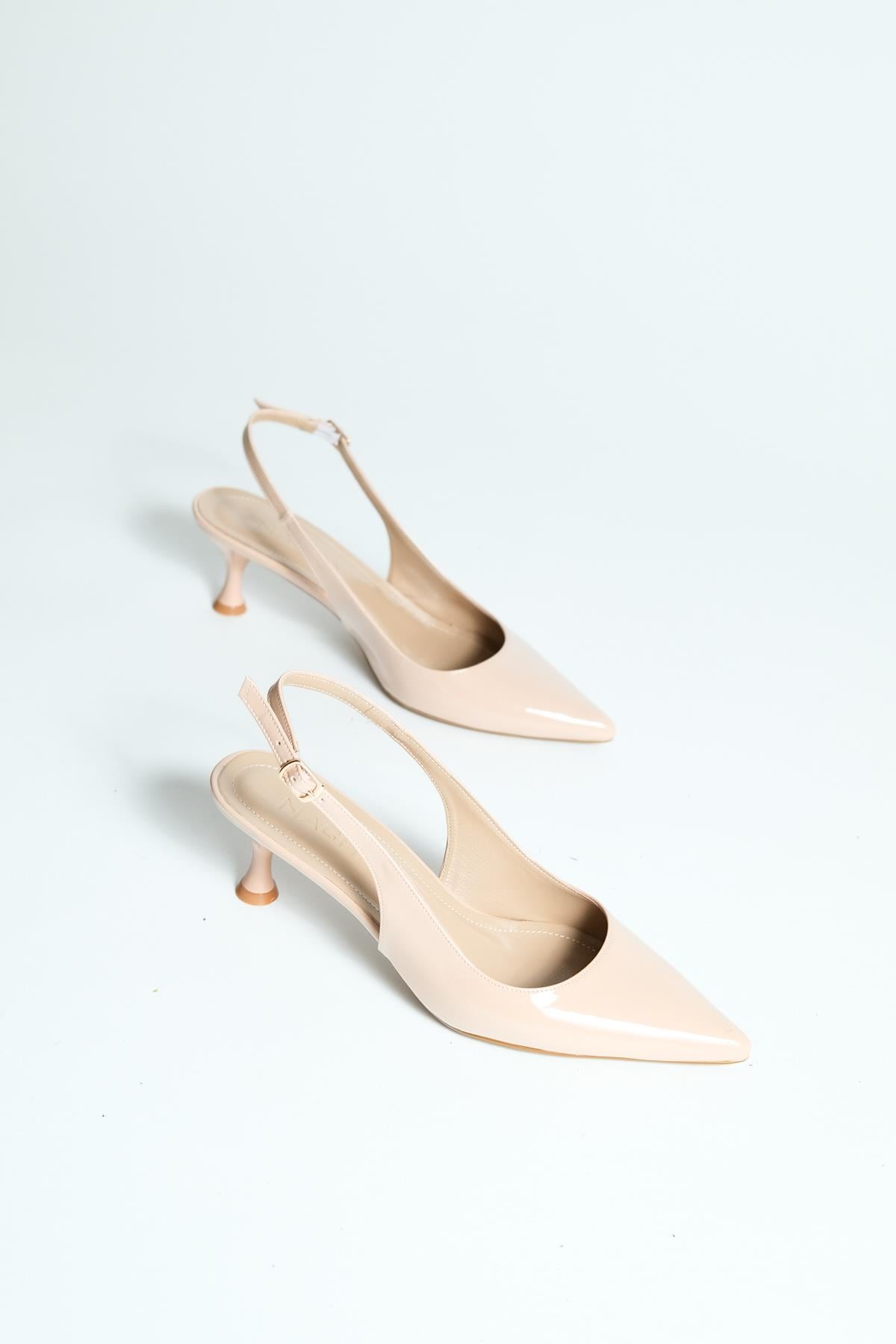 Jasper Bej Rugan Arkası Açık Topuklu Ayakkabı