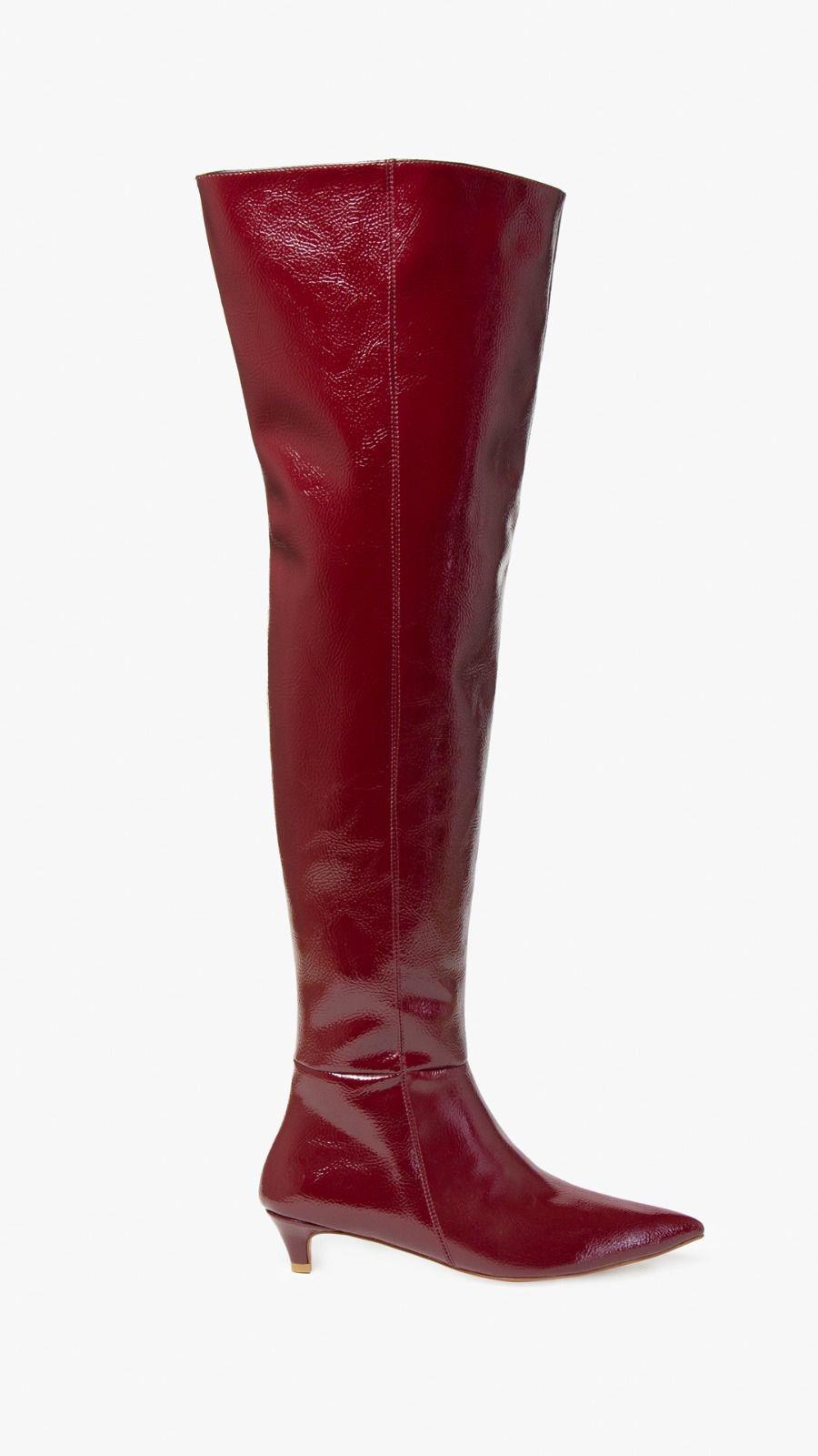 FİLİZ ÖZÇEVİREN X NACHA DİZ ÜSTÜ BORDO ÇİZME