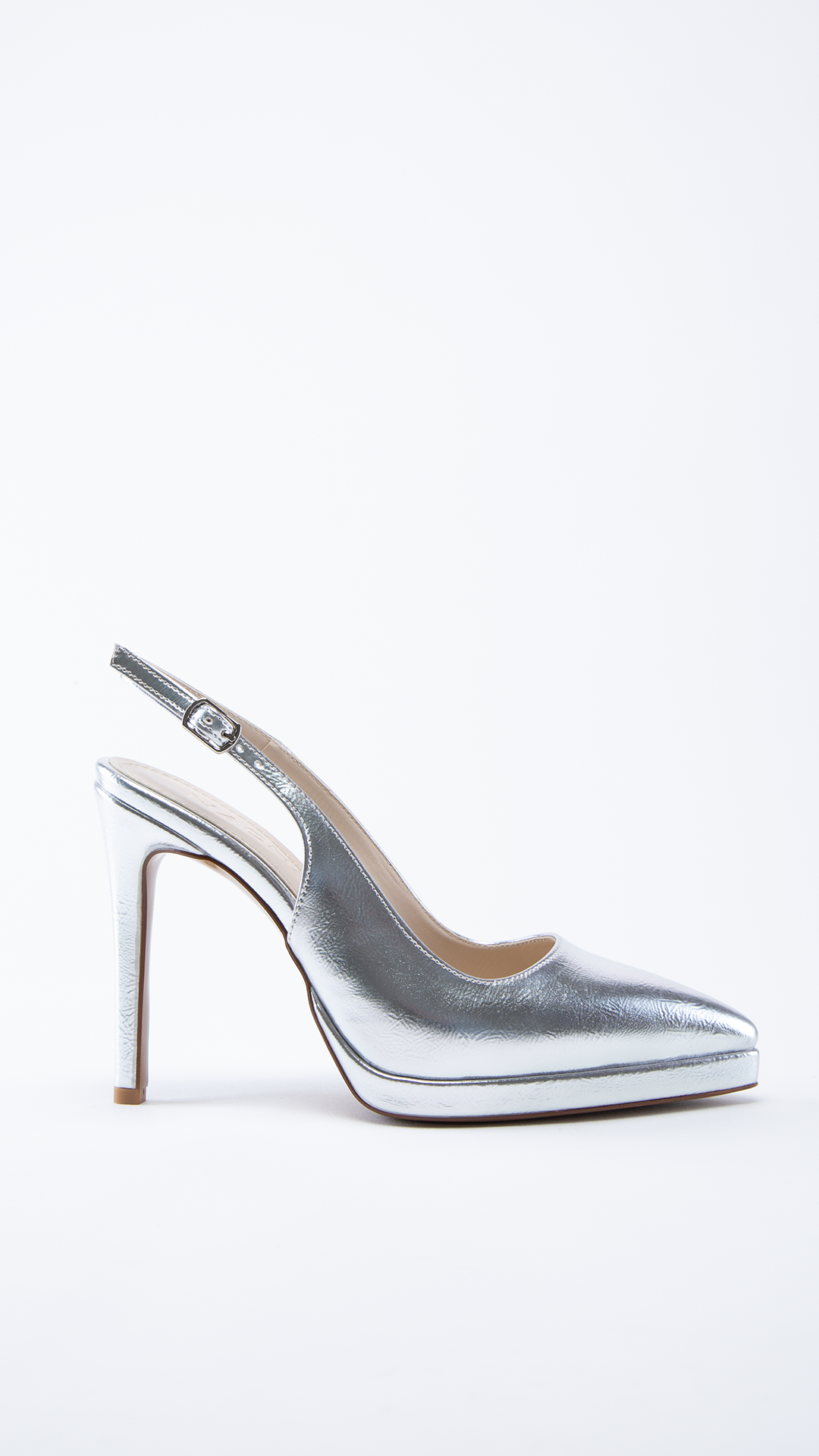 Herman Gümüş Ön Platformlu Arkası Açık Abiye Topuklu Ayakkabı