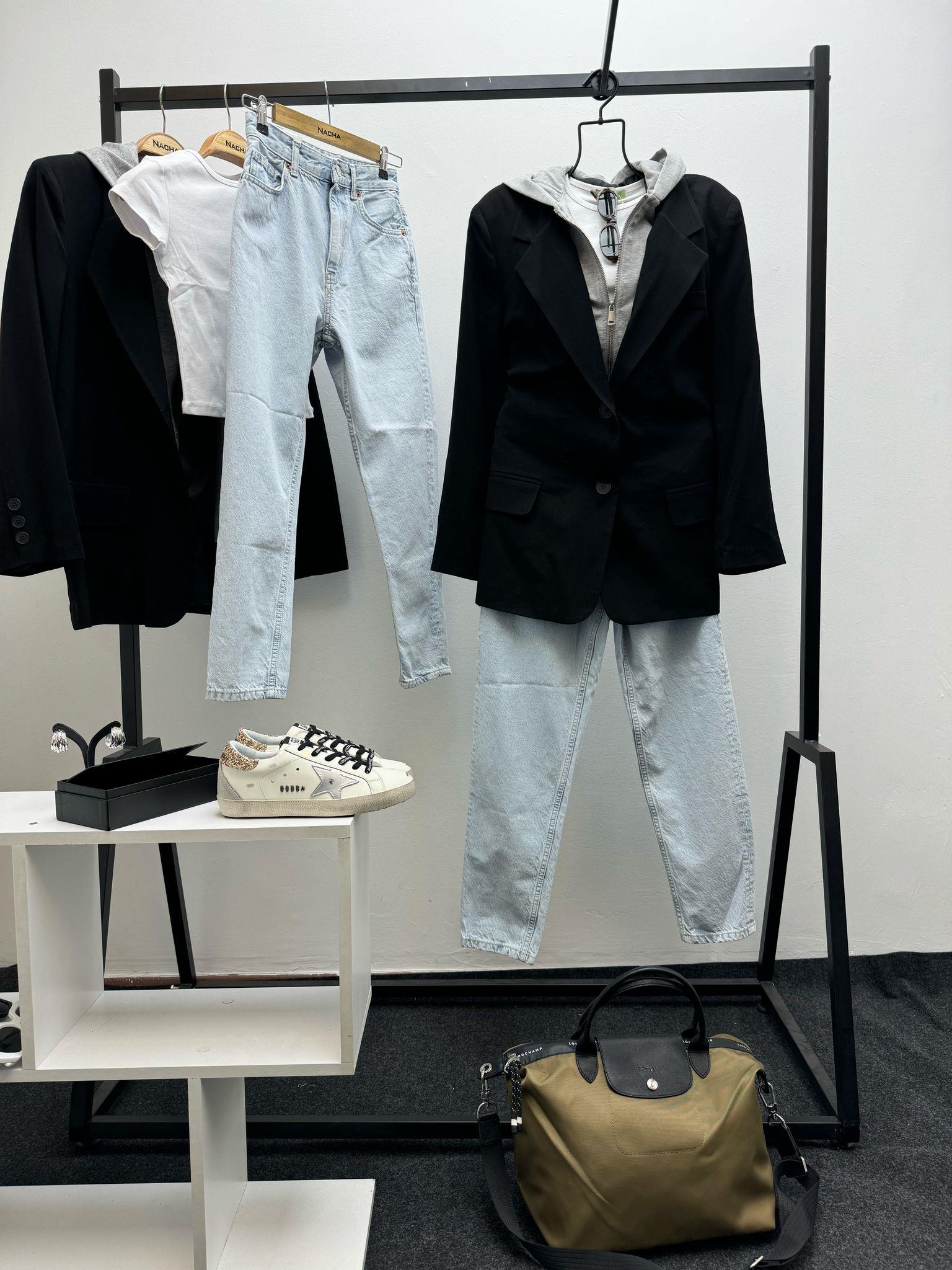 KAPŞONLU SİYAH BLAZER CEKET