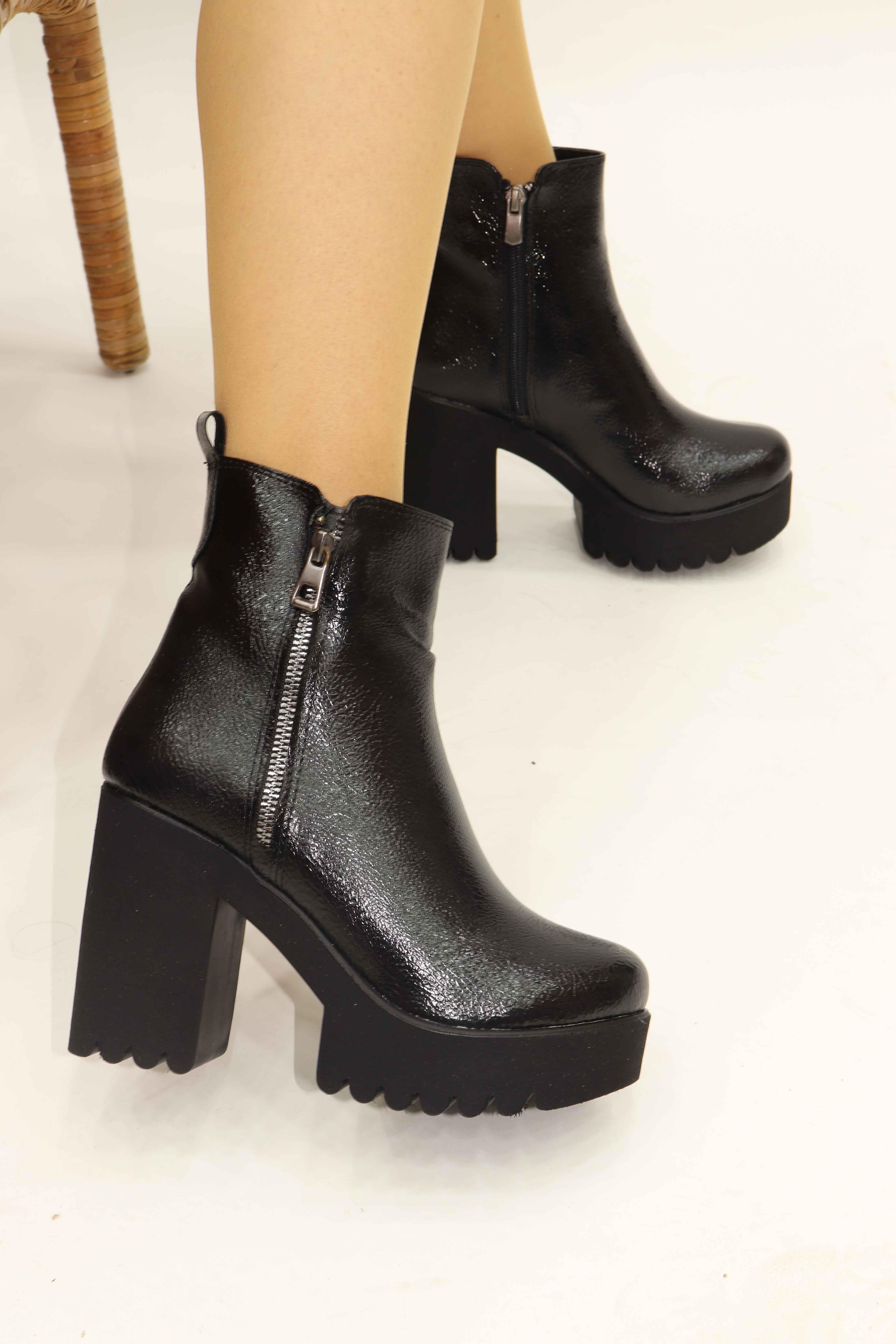 10 Cm Topuklu Kadın Bot 2031 - SIYAH