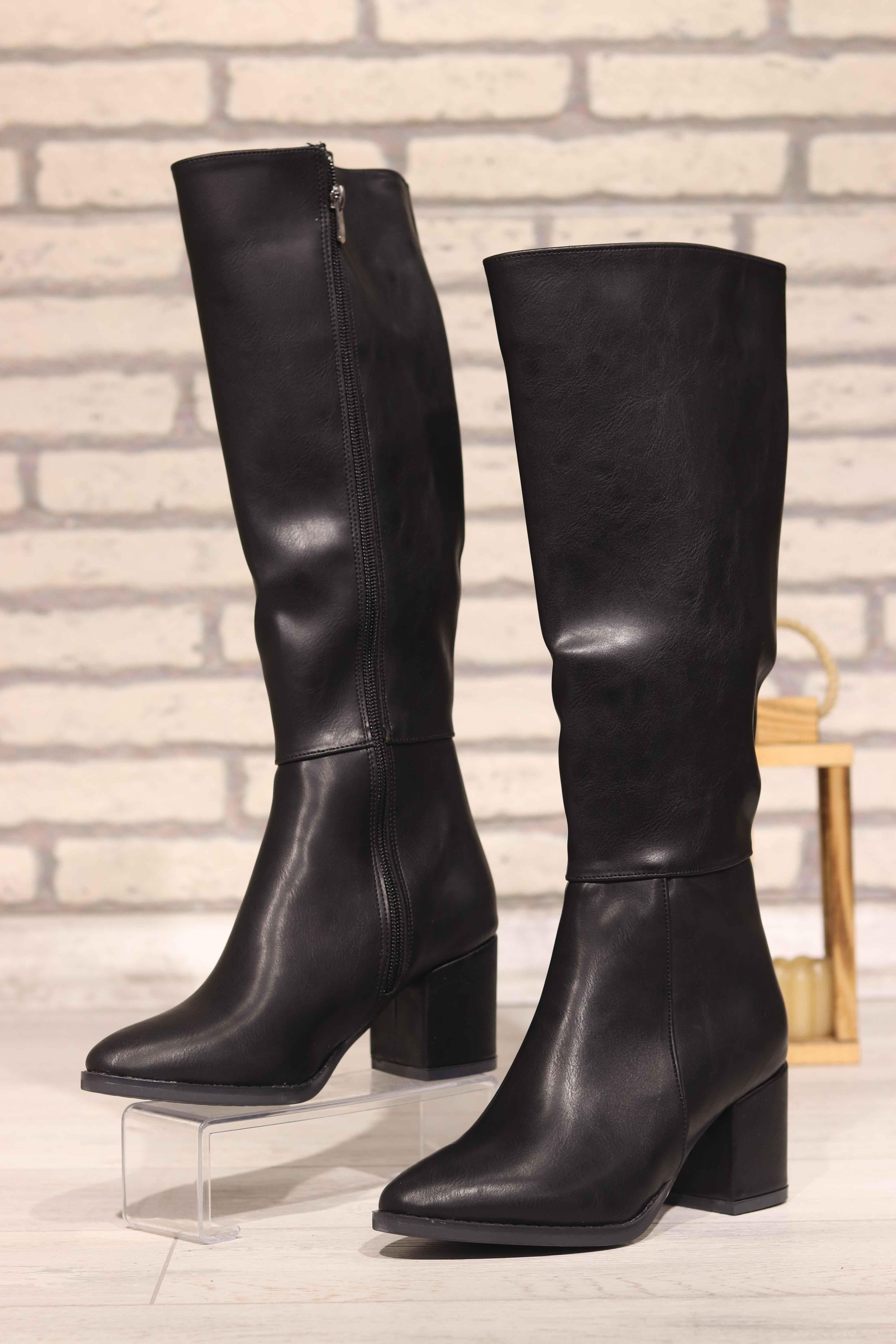 8 Cm Topuklu Kadın Çizme 816 - SIYAH