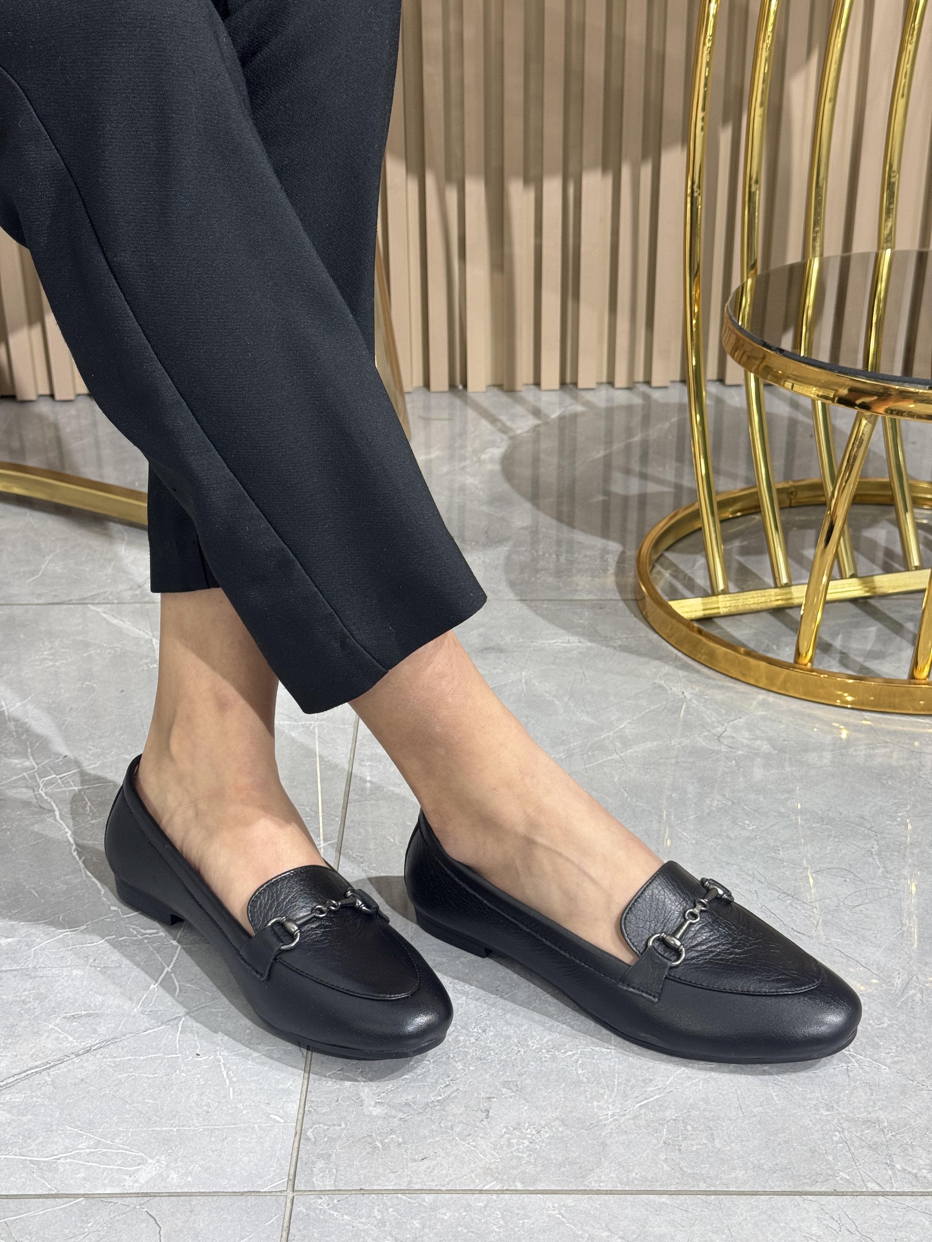 Hakiki Deri Tokalı Kadın Babet Ayakkabı 102