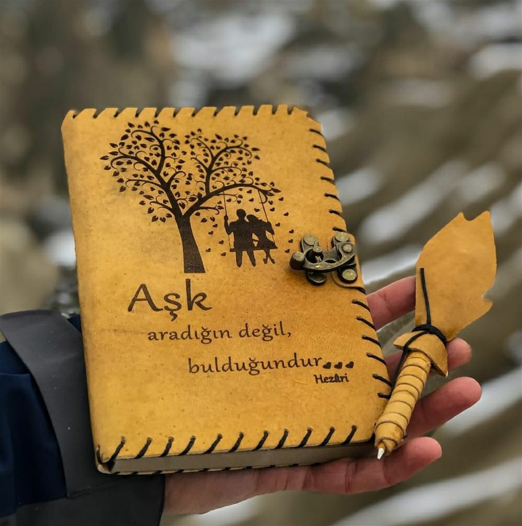 GÜNLÜK ANI DEFTERİ DERİ KAPLAMA 