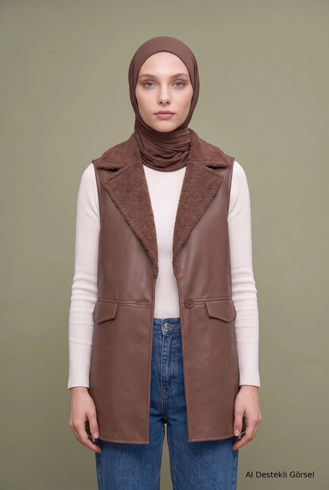 ARMİNE TREND YELEK 26KT549 Taba