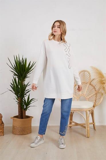 MOODBASİC TAŞLI SWEATSHIRT MM21.0259 EKRU