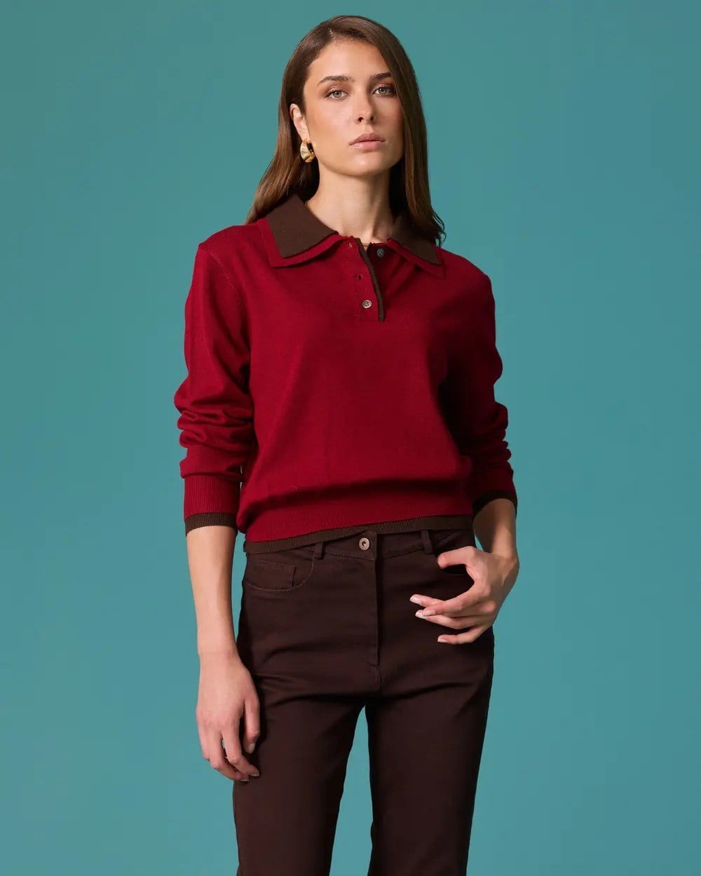 Seçil  Triko Bluz- 10002621710012 Bordo