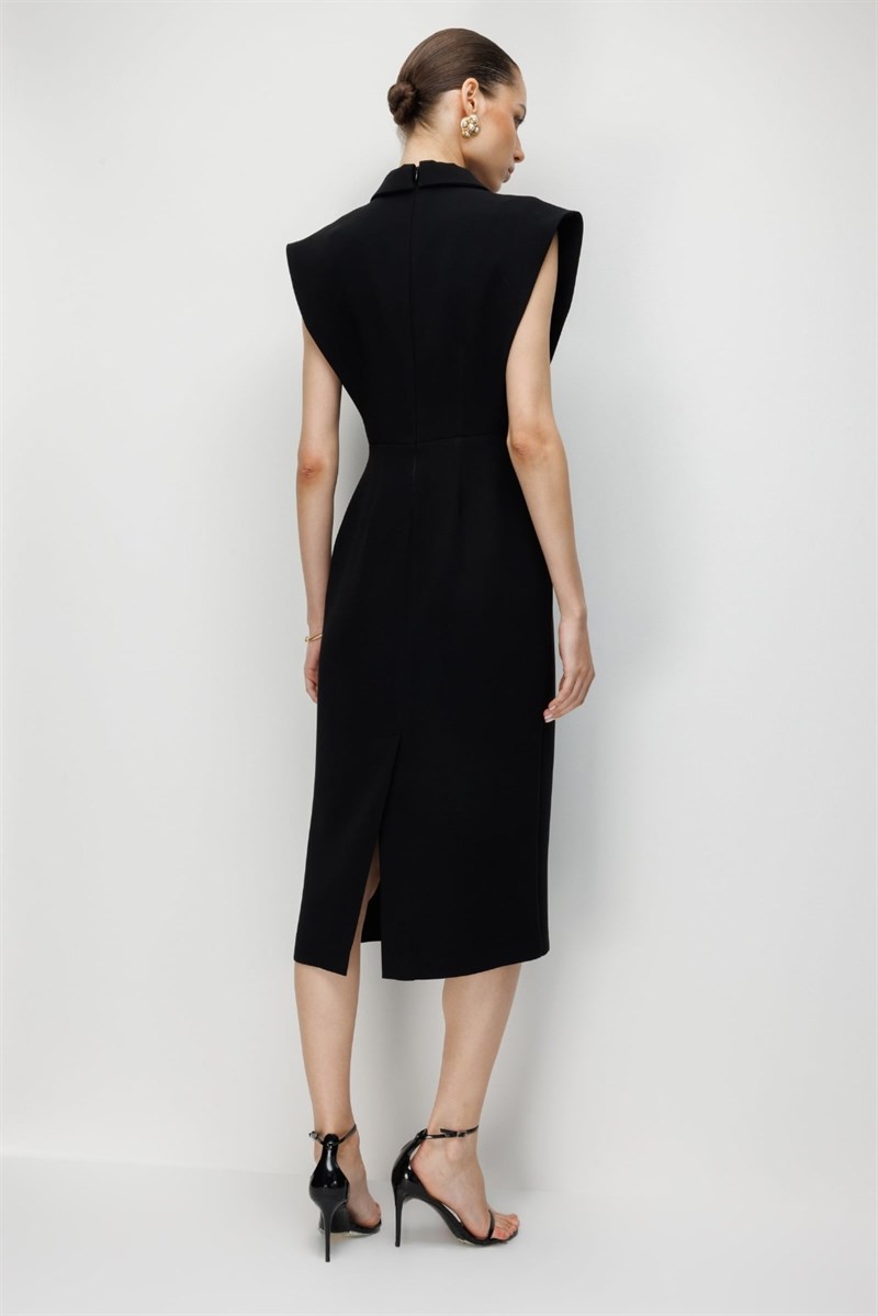 MODA İLGİ Kolsuz Midi Boy Elbise 60087 Siyah