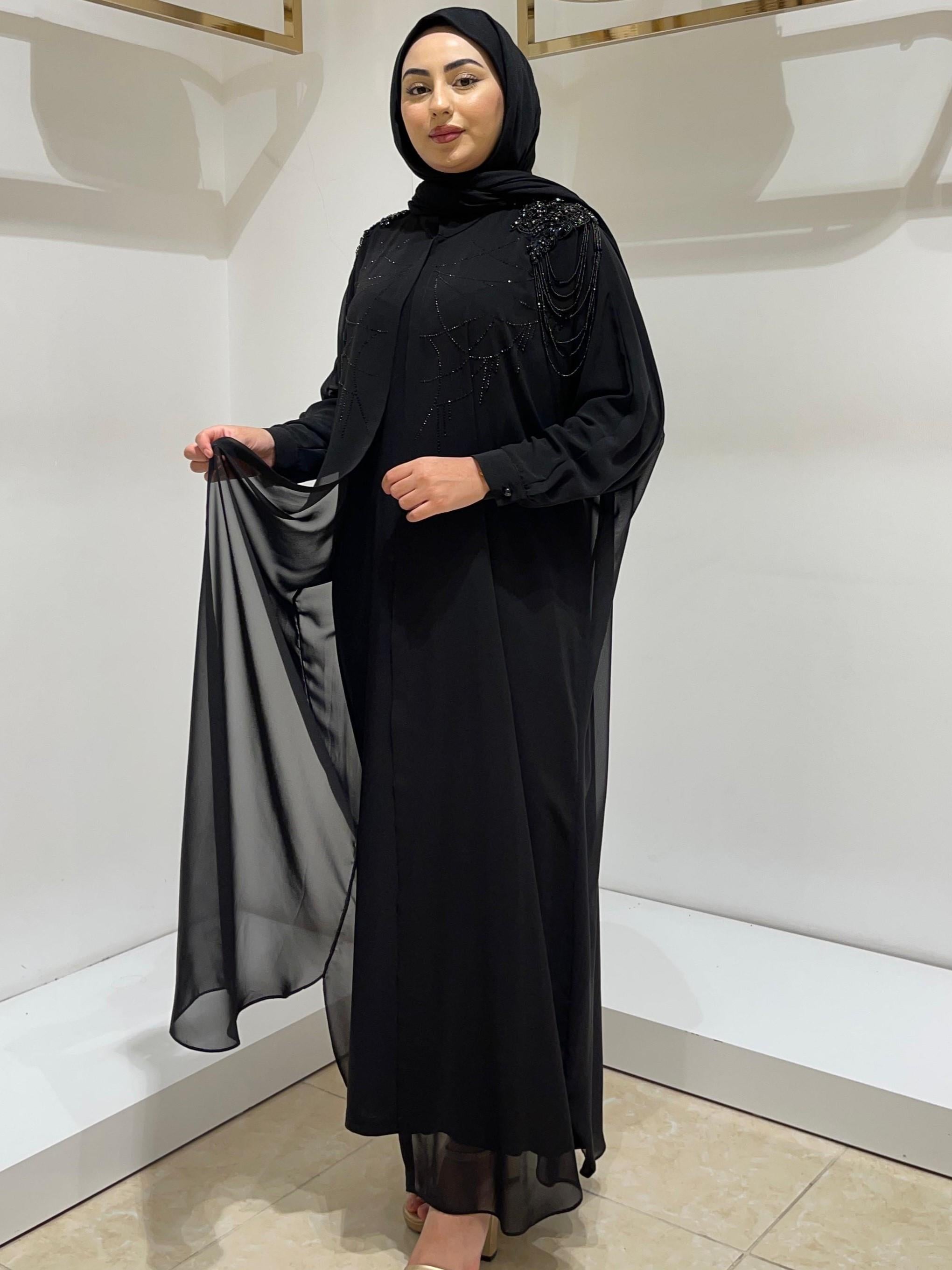 AHSEN BAYAN ELBİSE V8400 Siyah