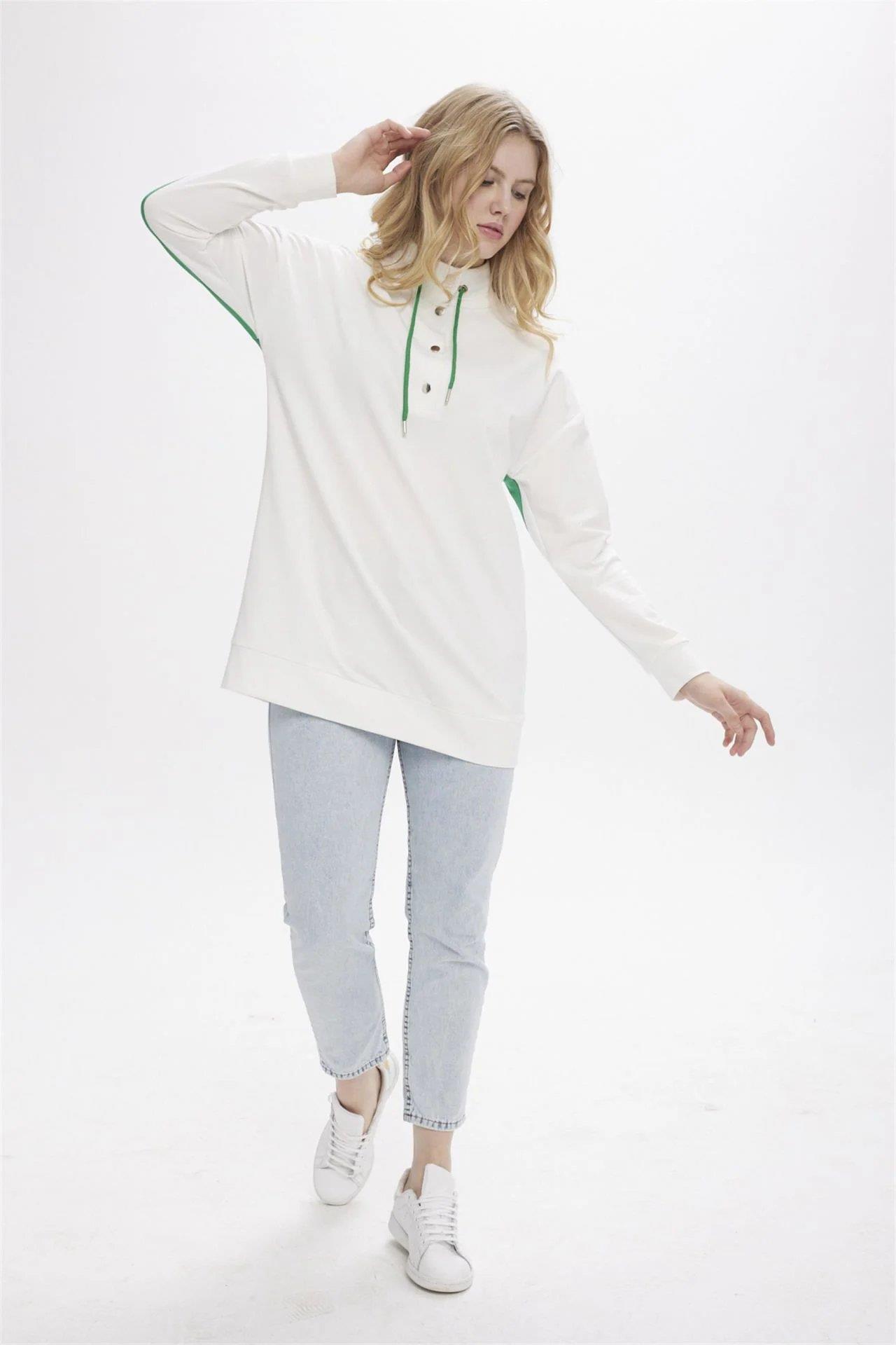 ARKASI YAZILI BASKILI SWEATSHIRT Yeşil