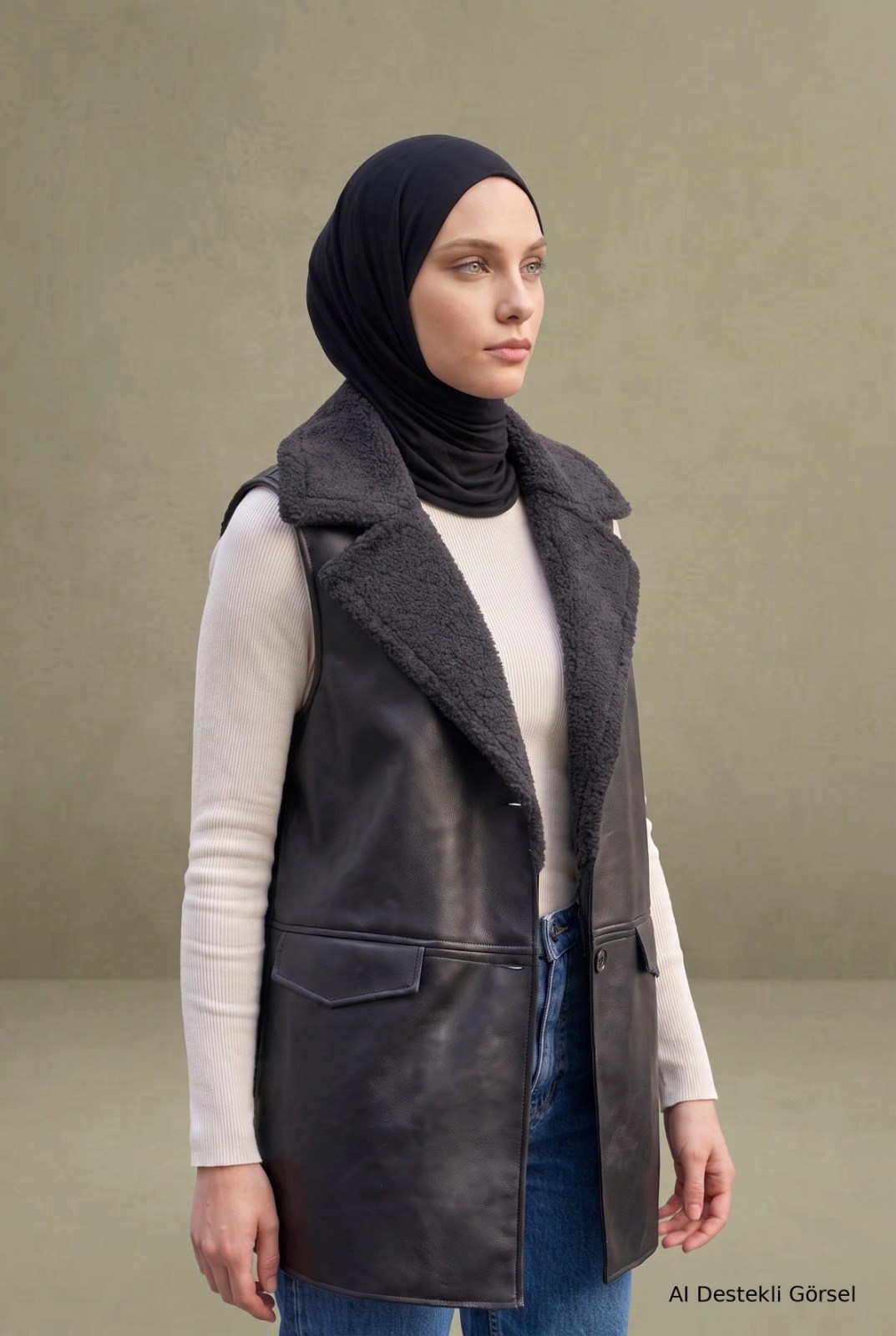 ARMİNE TREND YELEK 26KT549 Siyah
