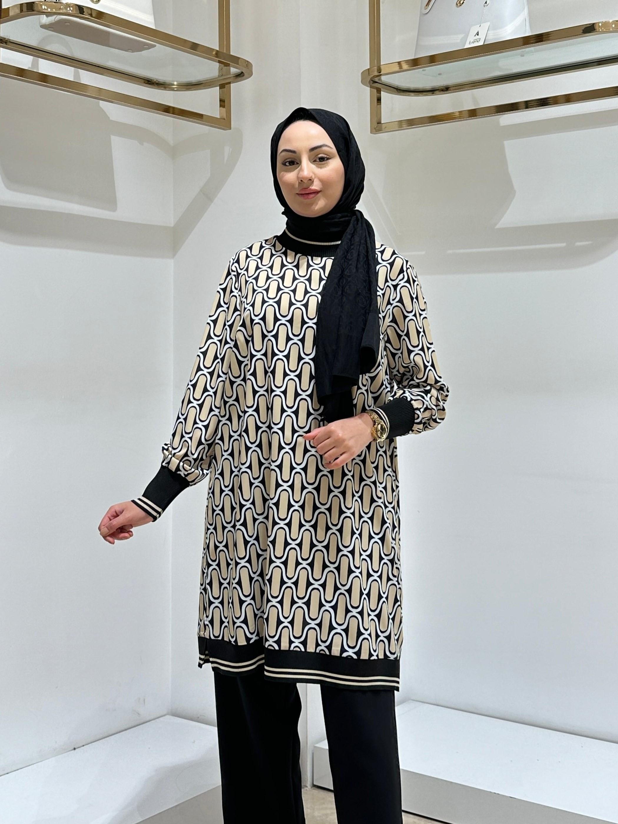 DEFRİNA DESENLİ TUNİK 31152 Bej