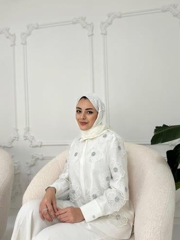 MERWE ORGANZE GÖMLEK MA11.17 BEYAZ