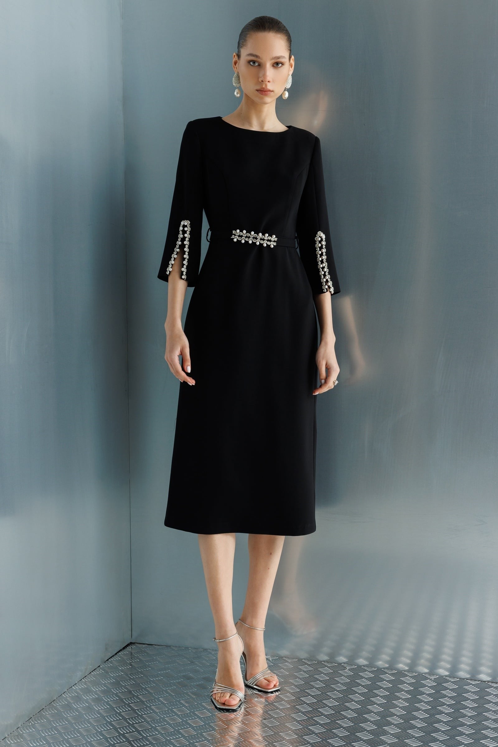MODA İLGİ Beli Kemerli Elbise 60031 Siyah