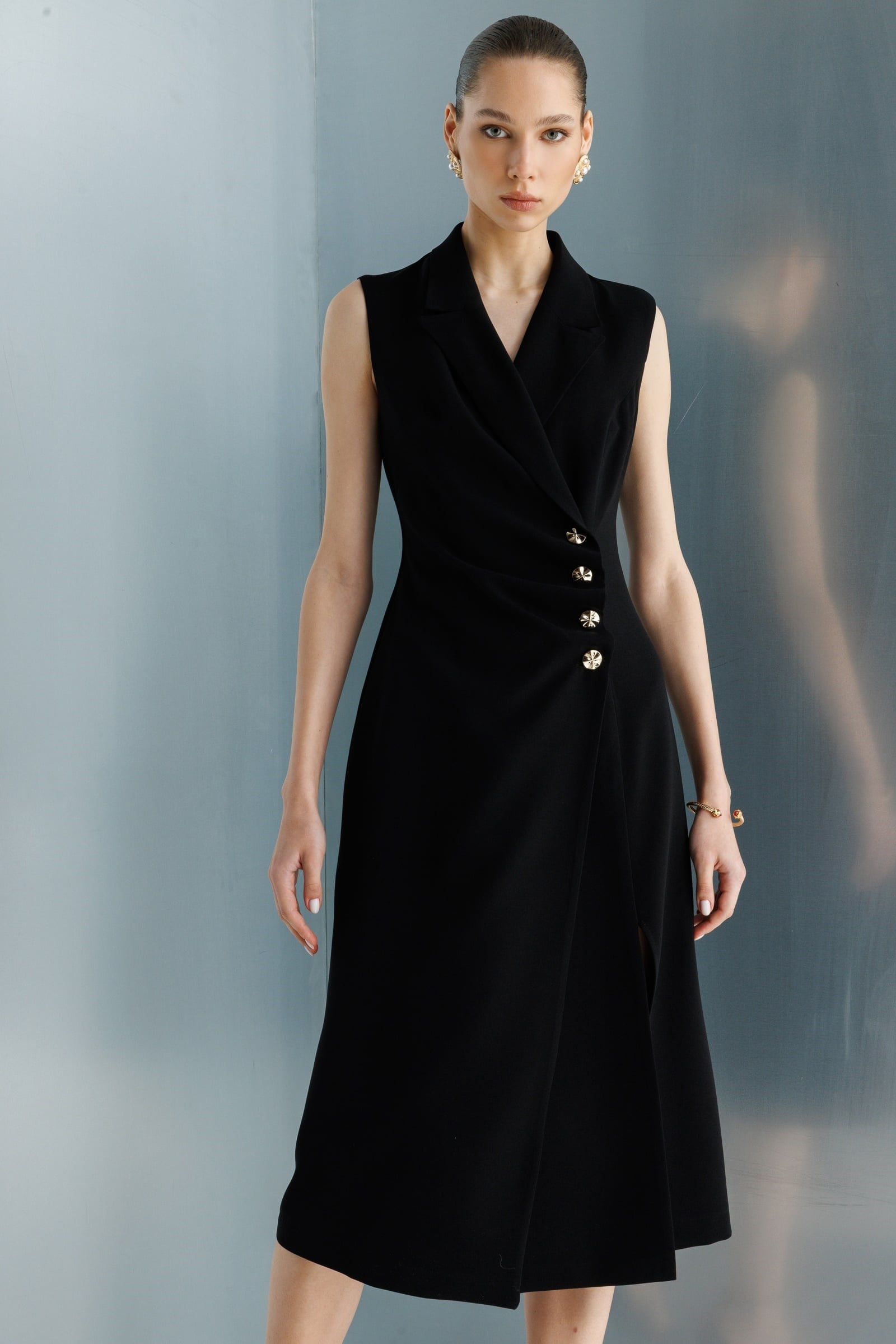 MODA İLGİ Kolsuz Midi Elbise 60026 Siyah
