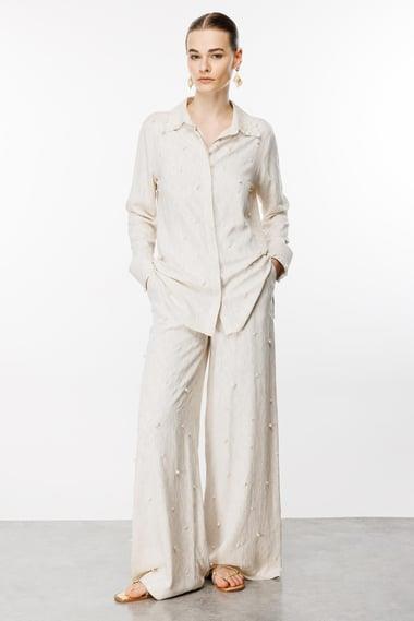 MODA İLGİ SERPME İNCİLİ TUNİK 01823 Bej