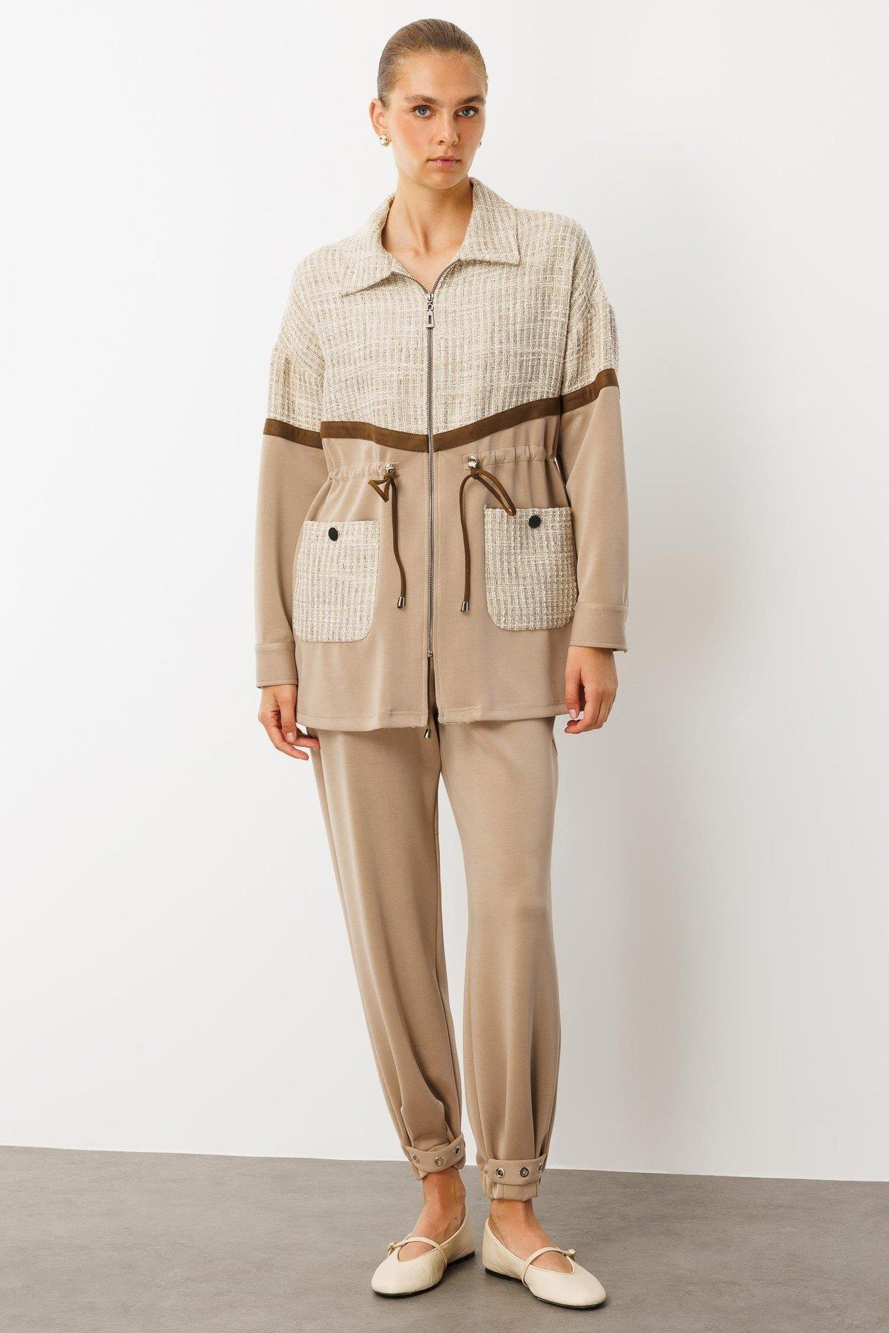 MODAİLGİ Düz Kumaş Garni Detaylı Tunik 15050 Siyah