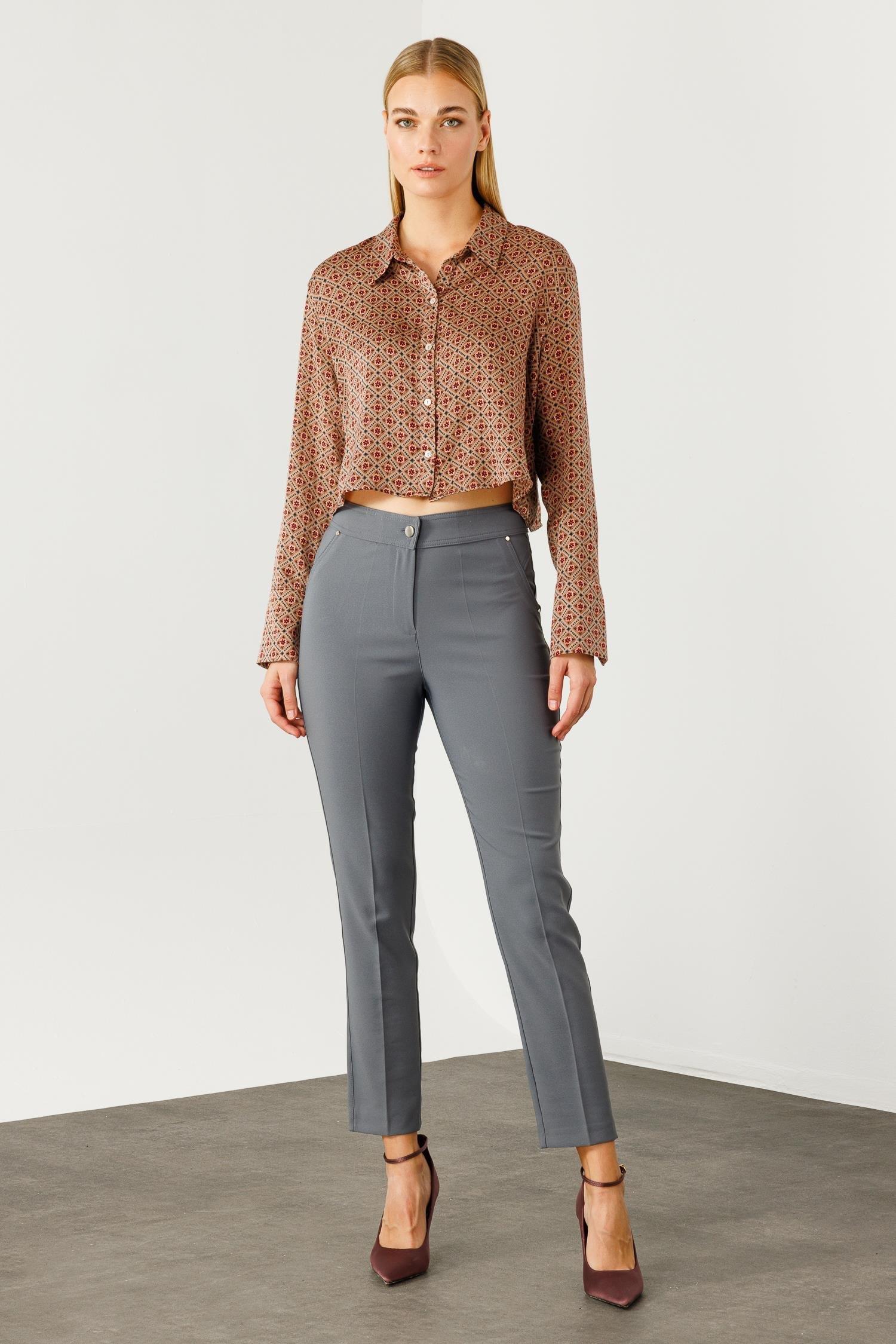 MODAİLGİ YAN CEP DAR PAÇA PANTOLON 04515 Gri