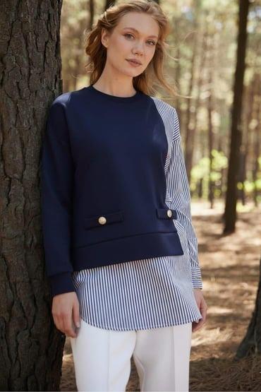 MOODBASİC GÖMLEK DETY.BAĞLAMALI TUNİK MB21.322 Lacivert