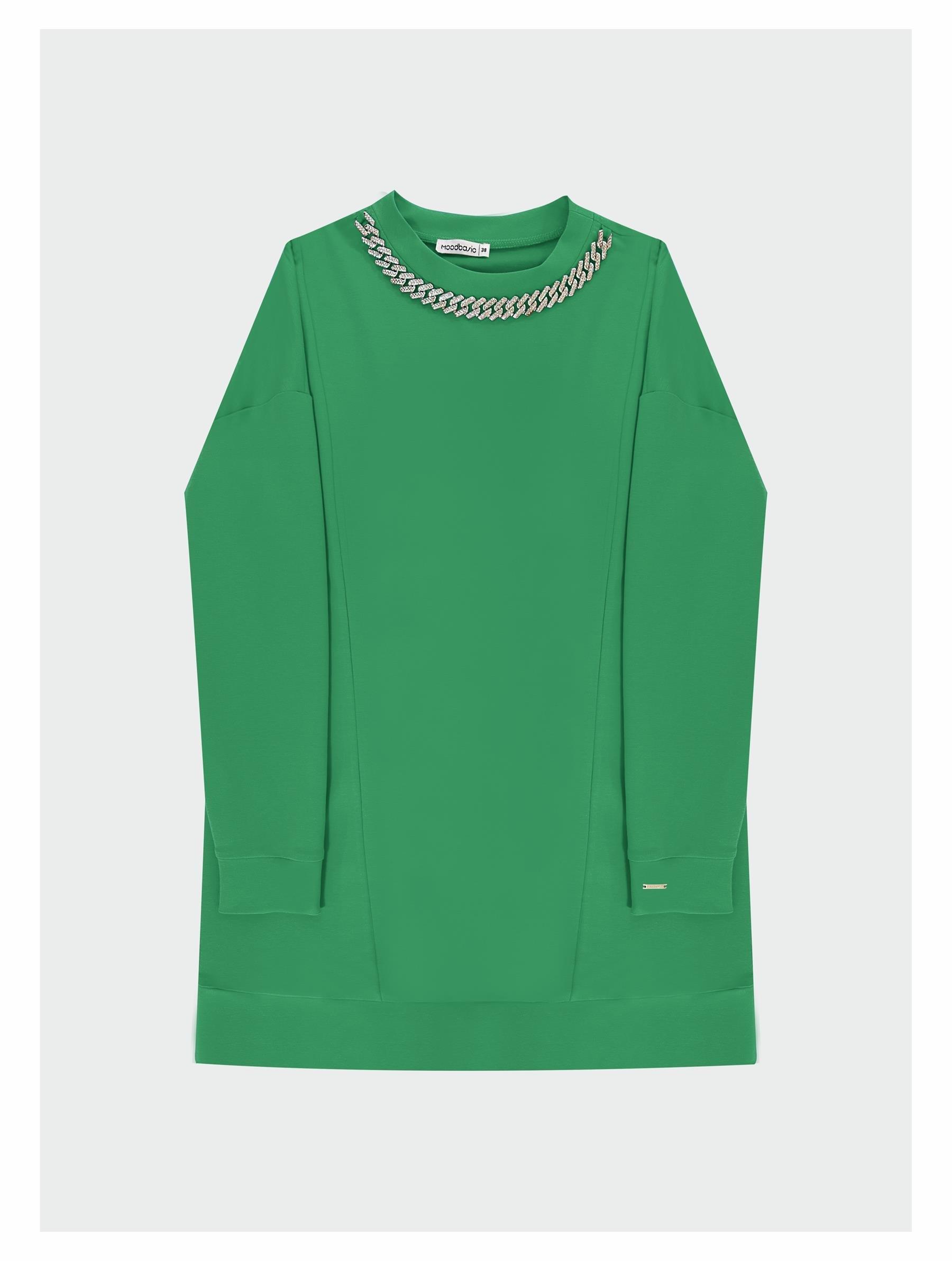 MOODBASİC YAKASI ZİNCİRLİ SWEAT MB21.239 Yeşil