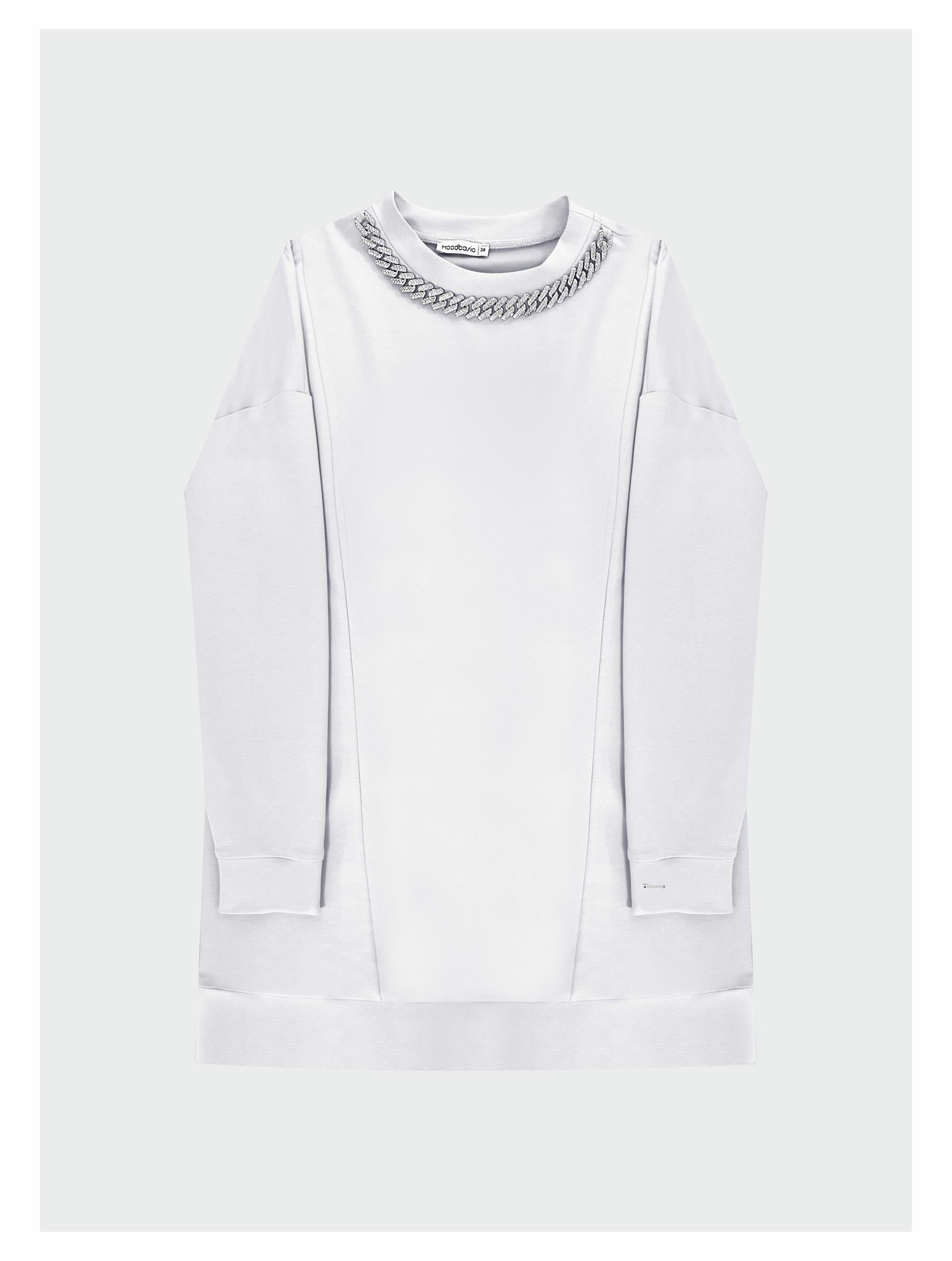 MOODBASİC YAKASI ZİNCİRLİ SWEAT MB21.239 BEYAZ