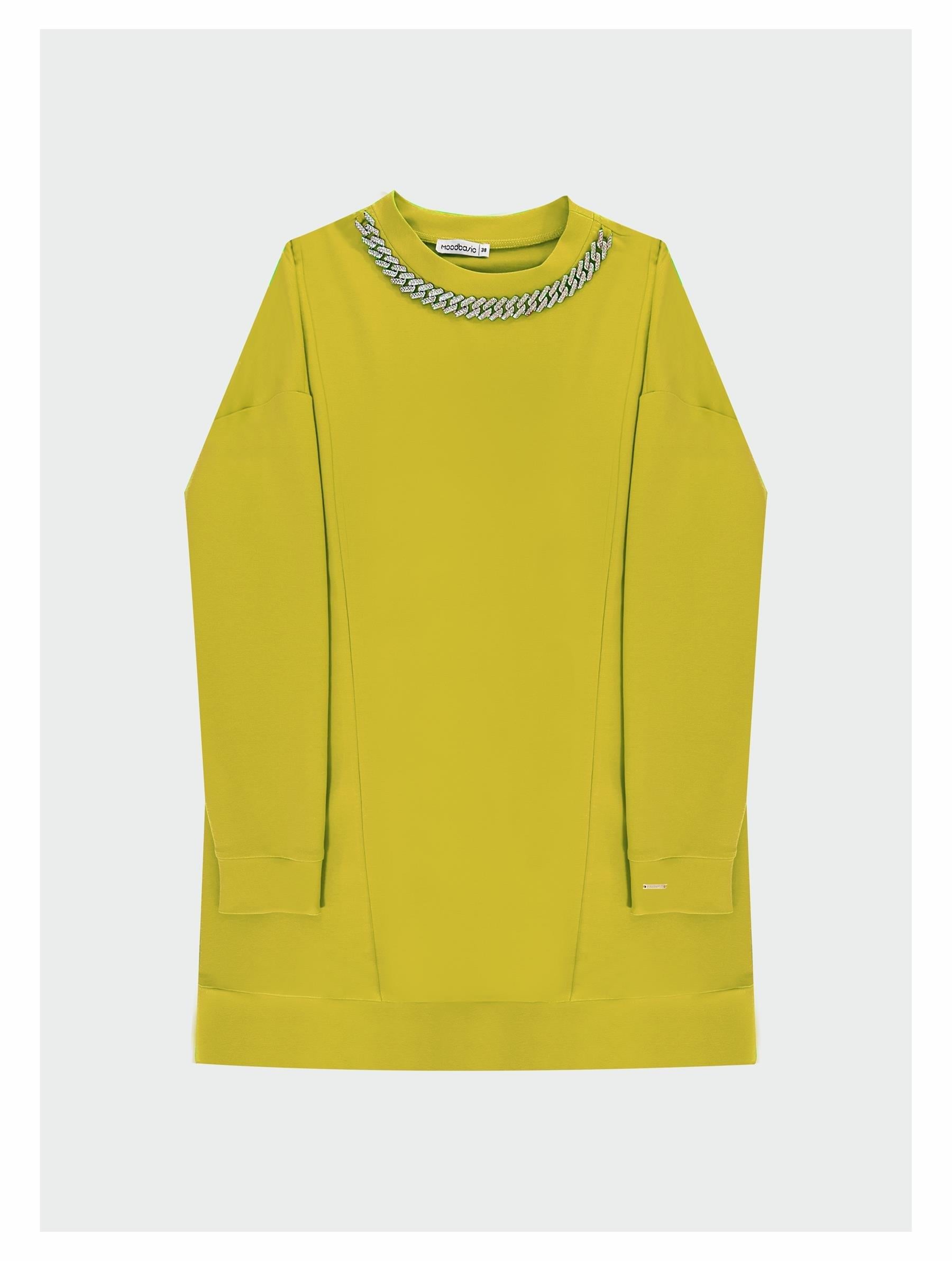 MOODBASİC YAKASI ZİNCİRLİ SWEAT MB21.239 Asit Sarı