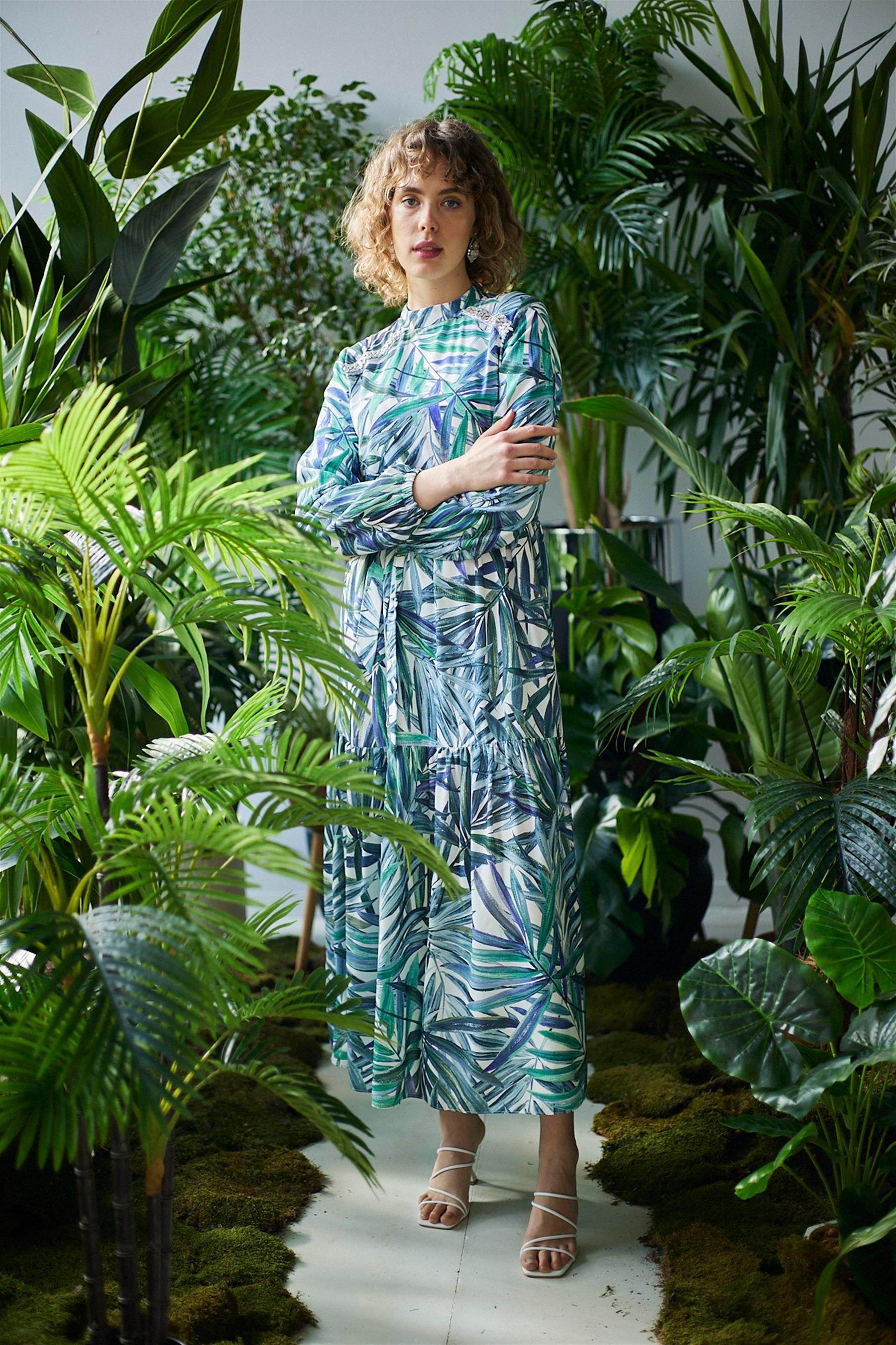 MOODBASİC ZİNCİR AKSESUARLI ELBİSE MB06.126 Yeşil