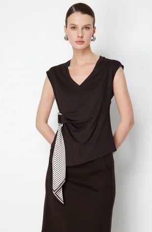 ON FASHION KOLSUZ BLUZ 71431 Siyah