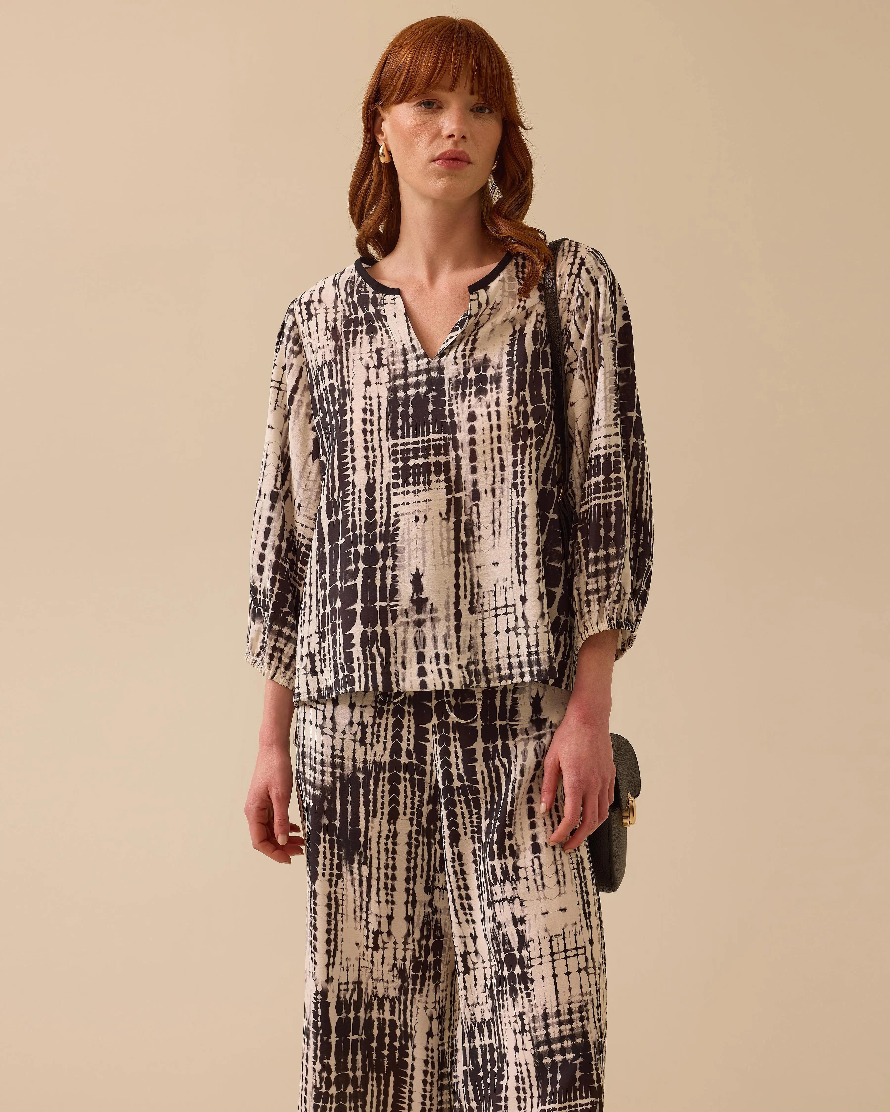 Seçil Desenli Bluz -251810021 Siyah