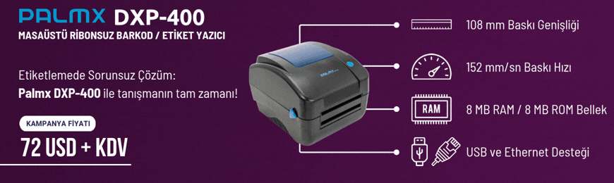 Palmx DXP-400 Masaüstü Ribonsuz Barkod / Etiket Yazıcı