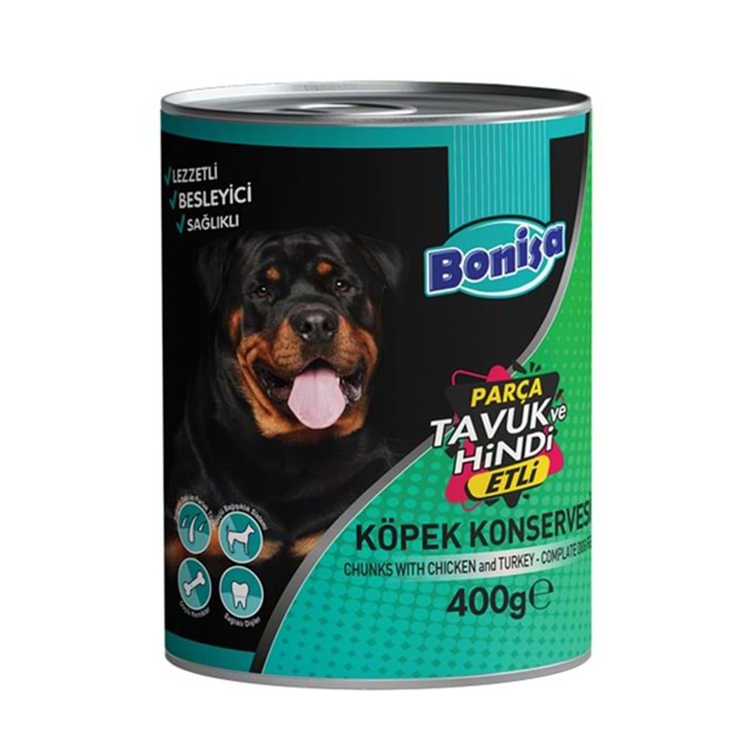 Bonisa Köpek Konserve Parça Tavuk Hindi Eti 400 GrKöpek Maması