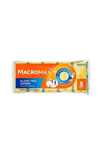 Macromax Klasik Yeşil Oluklu Sünger 5li5504225