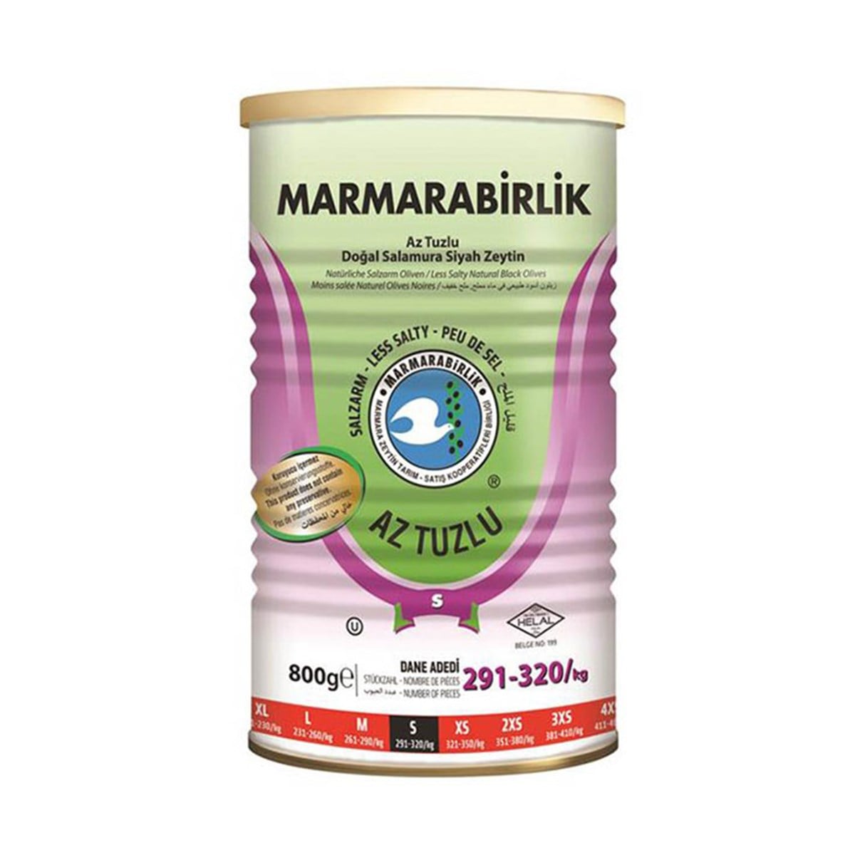 Marmarabirlik Az Tuzlu Zeytin Teneke 800 gr