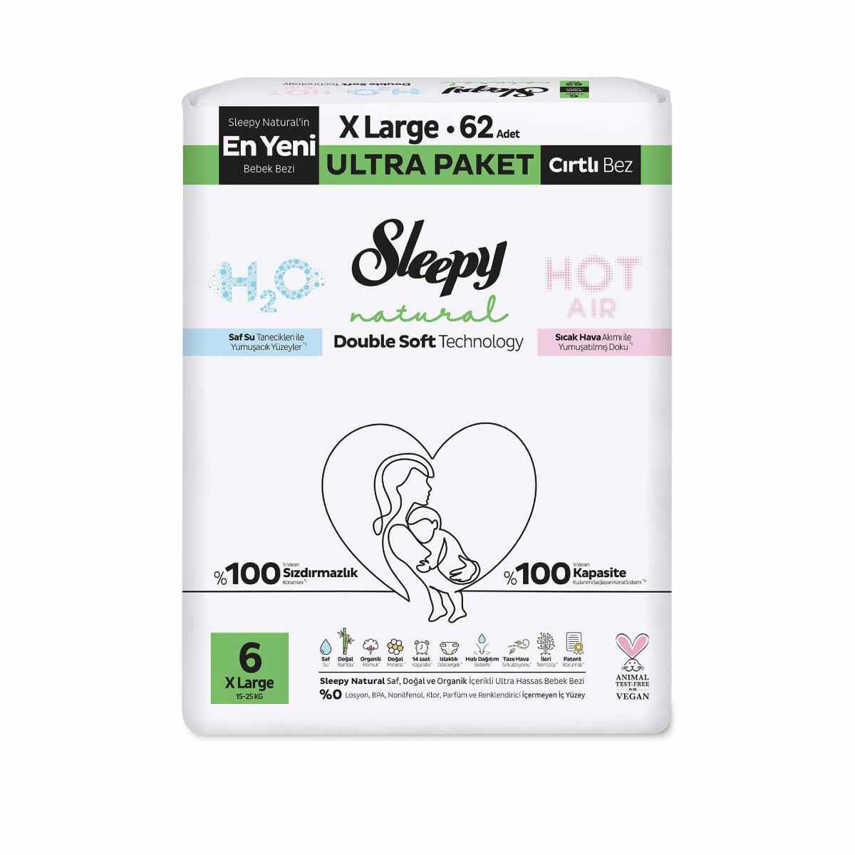 Sleepy Natural Bebek Bezi Double Soft XL 62li5521893