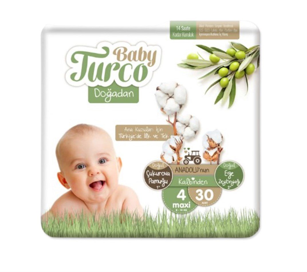 Baby Turco Jumbo Doğadan Maxi No-4  30 luBebek Bezi