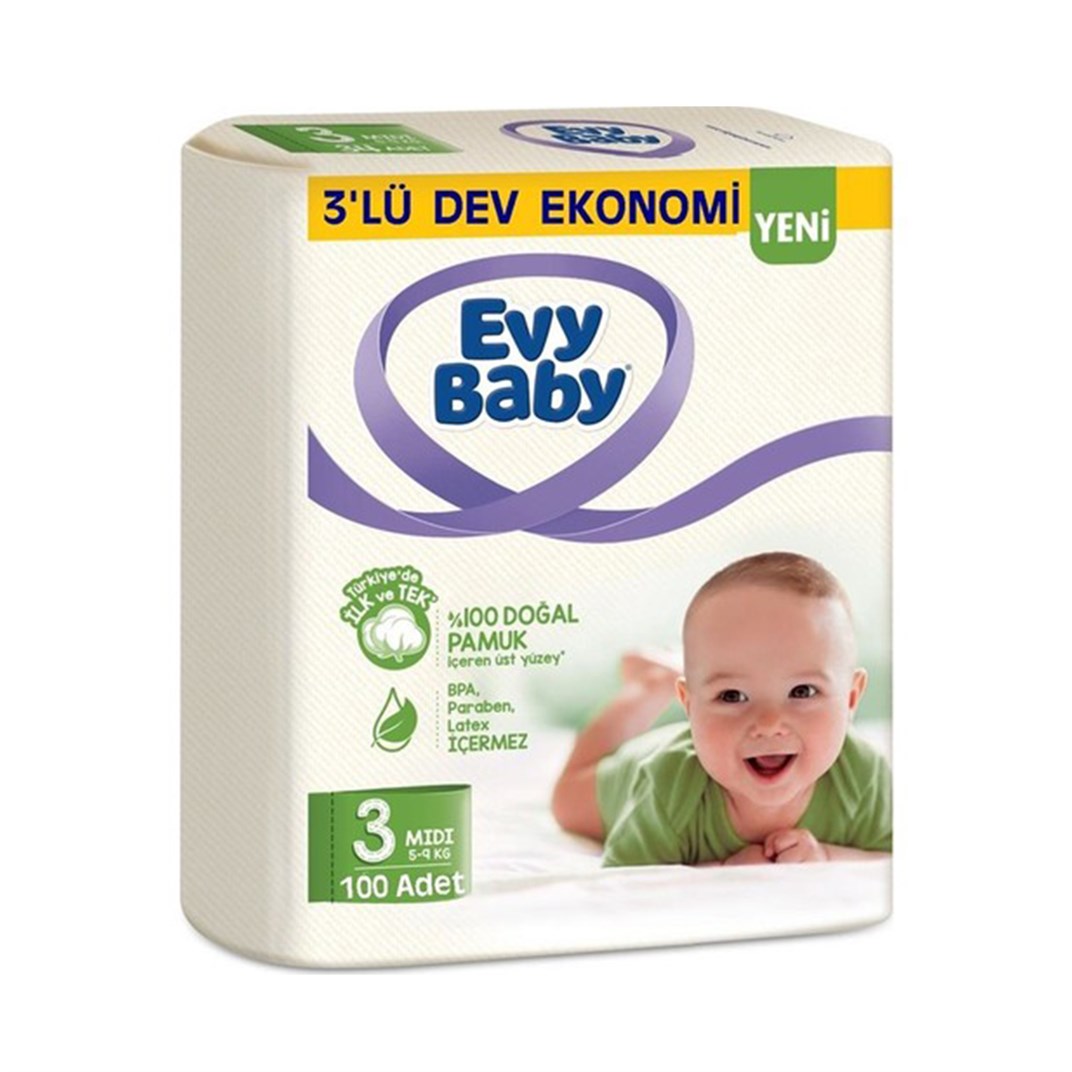 Evy Baby Bebek Bezi 3 Beden 5-9 Kg 100 AdetKategorisiz