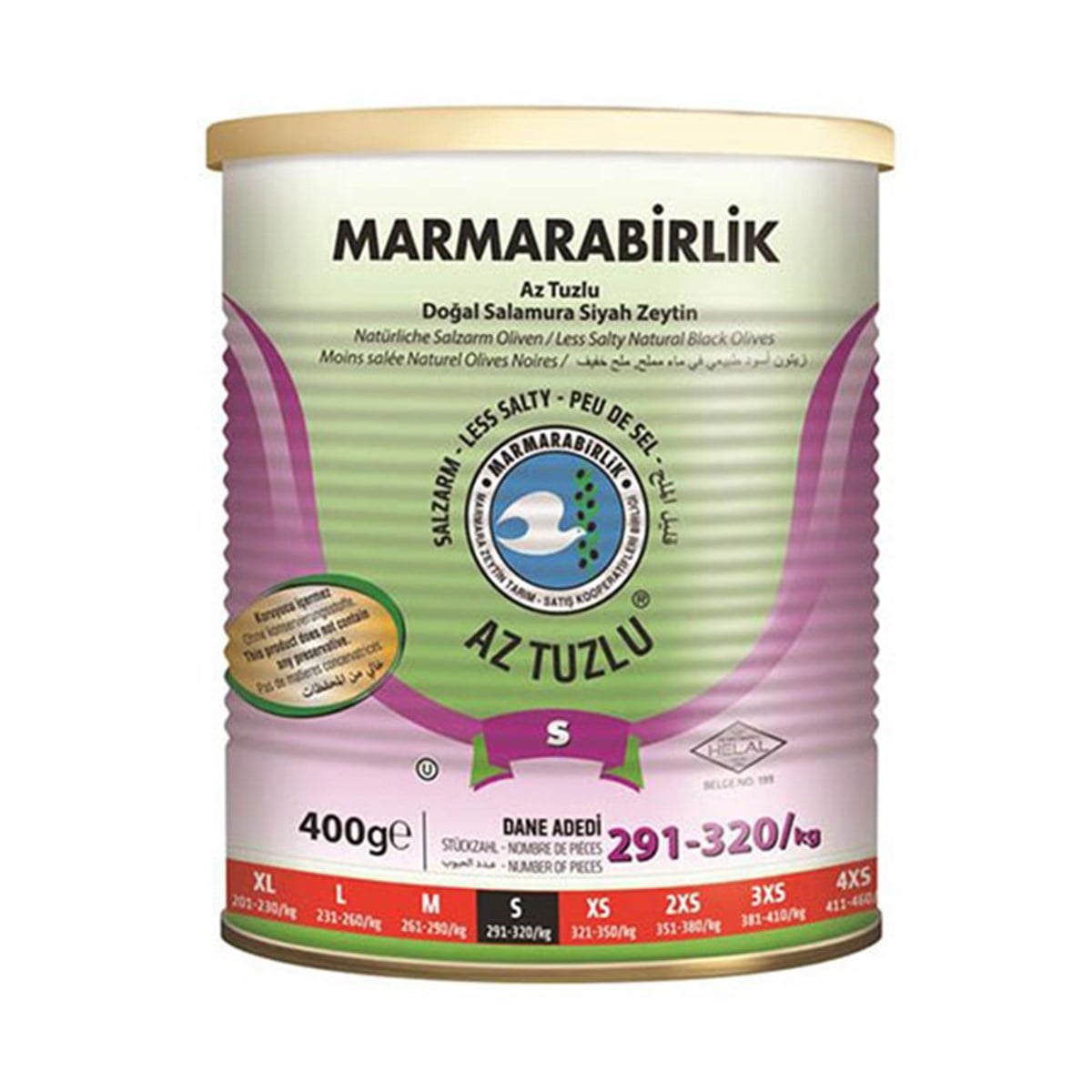 Marmarabirlik Az Tuzlu Zeytin Teneke 480 grZeytin