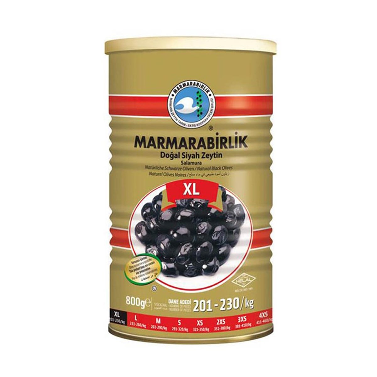 Marmarabirlik Mega Siyah Zeytin Teneke 800 grZeytin