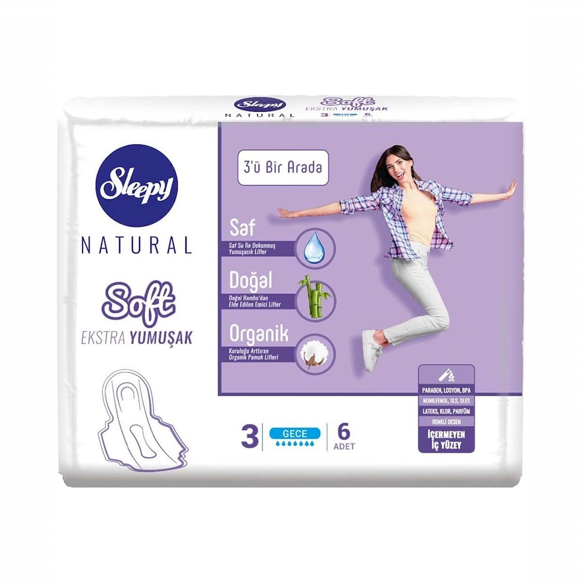 SLEEPY NATUREL SOFT İNCE GECE 6LI