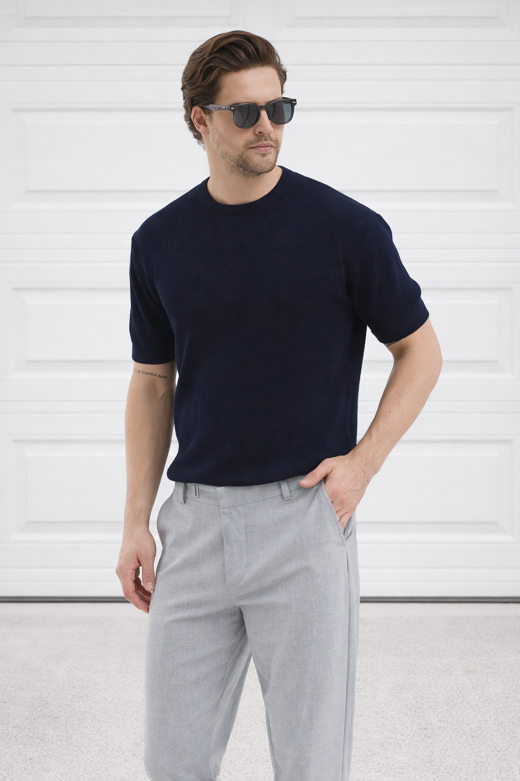 Bisiklet Yaka Triko Erkek Pamuklu Tişört