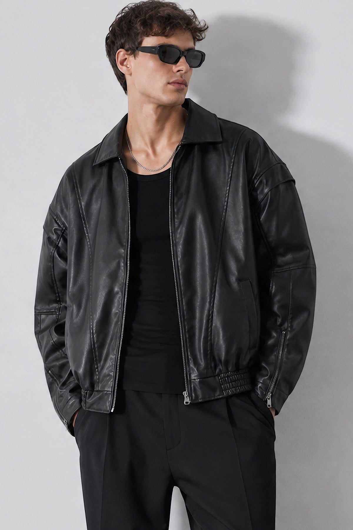 Oversize Rahat Kalıp Deri Ceket