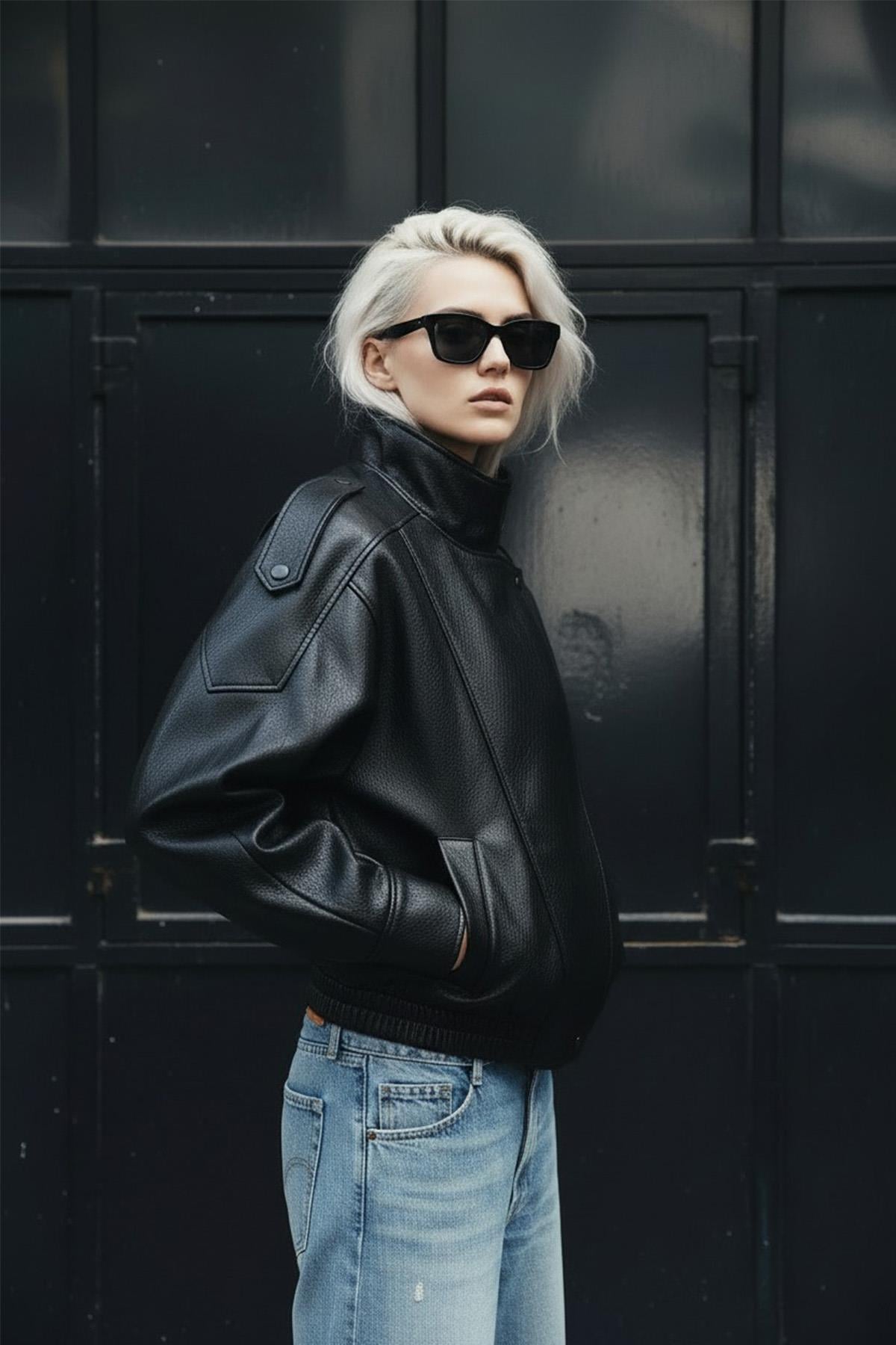 Oversize Kadın Deri Ceket