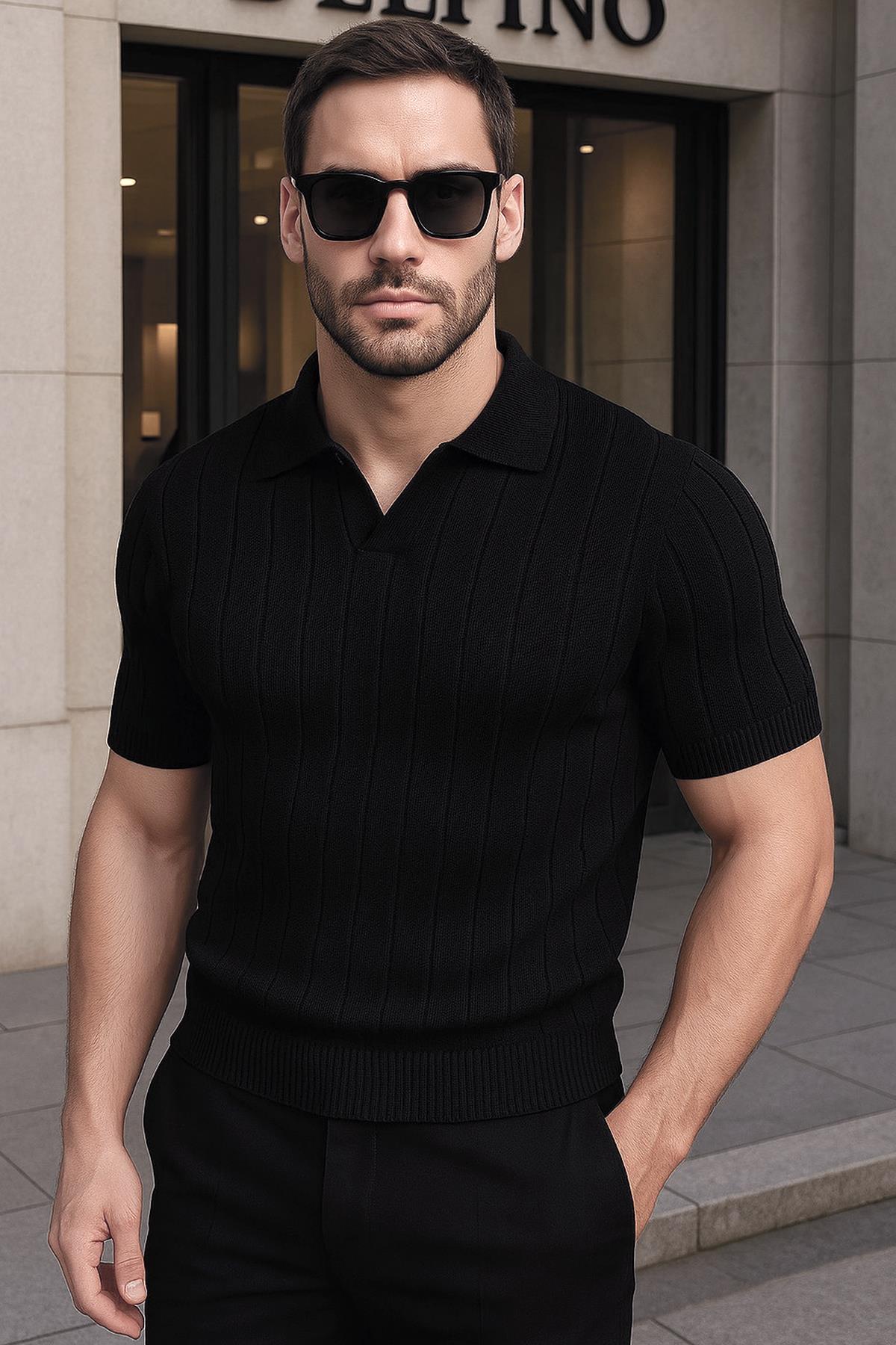 Polo Yaka Triko Erkek Pamuklu Tişört