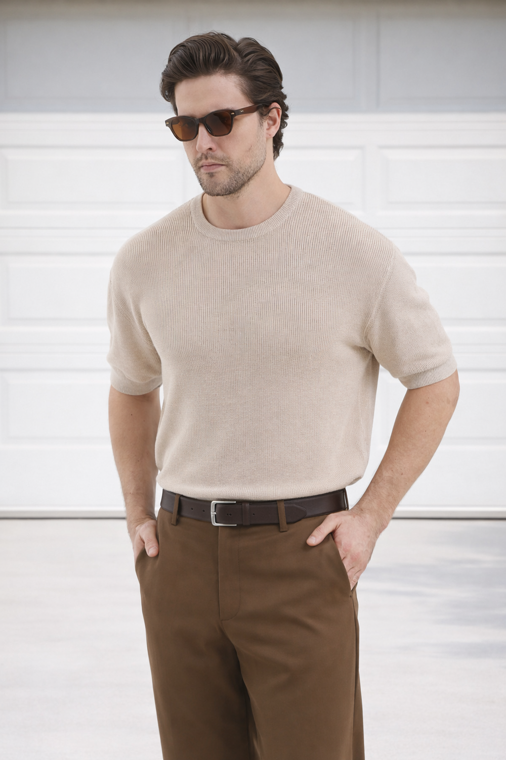 Bisiklet Yaka Triko Erkek Pamuklu Tişört