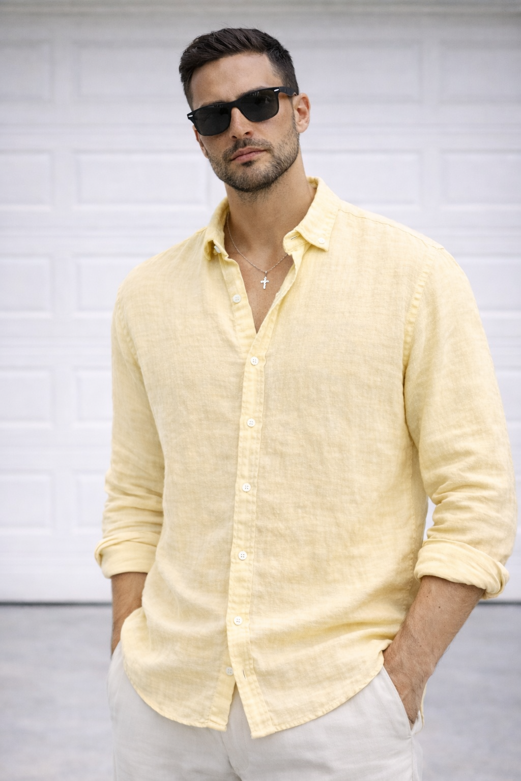 Uzun Kol Yazlık Müslin Keten Gömlek