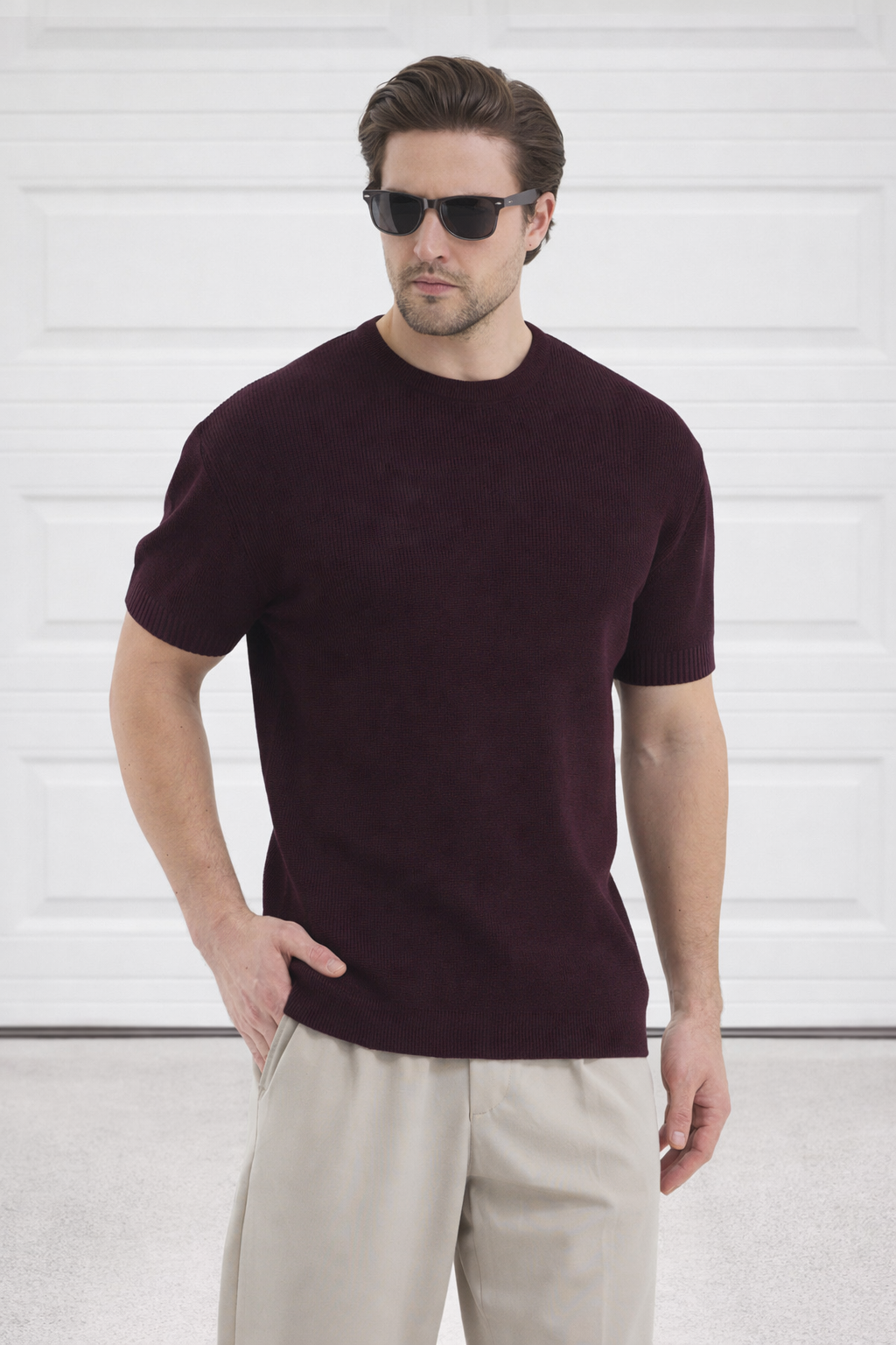 Bisiklet Yaka Triko Erkek Pamuklu Tişört