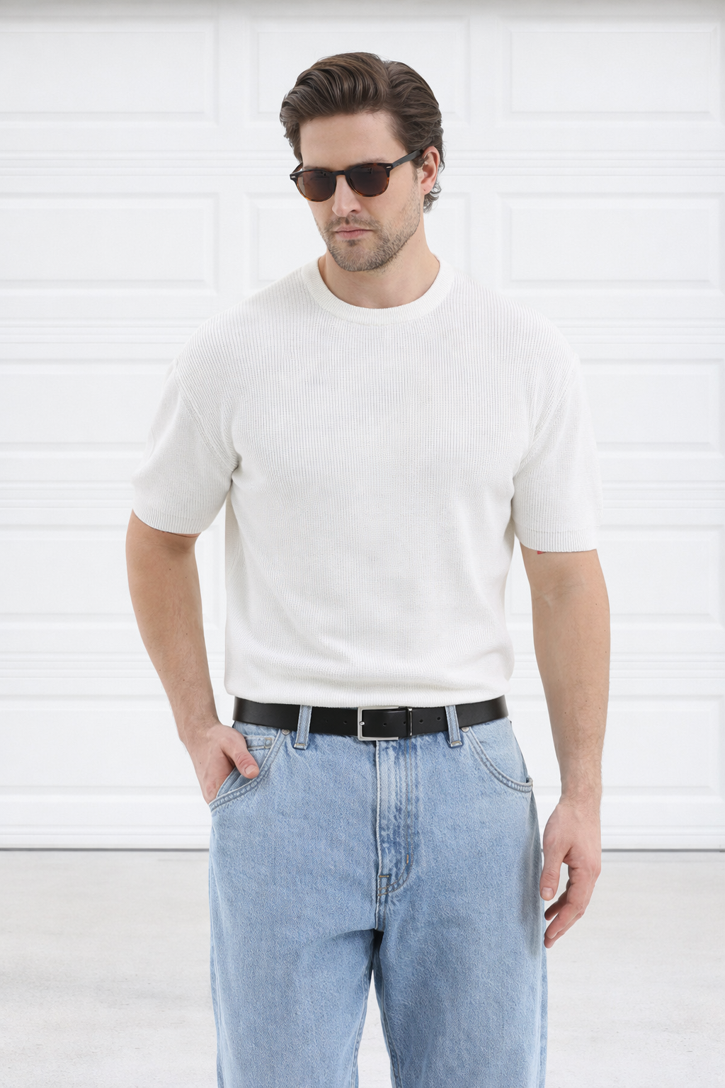 Bisiklet Yaka Triko Erkek Pamuklu Tişört