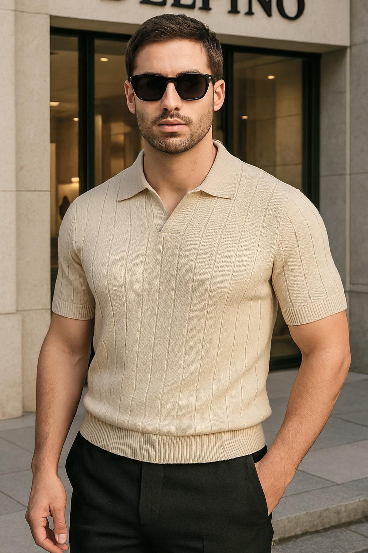 Polo Yaka Triko Erkek Pamuklu Tişört